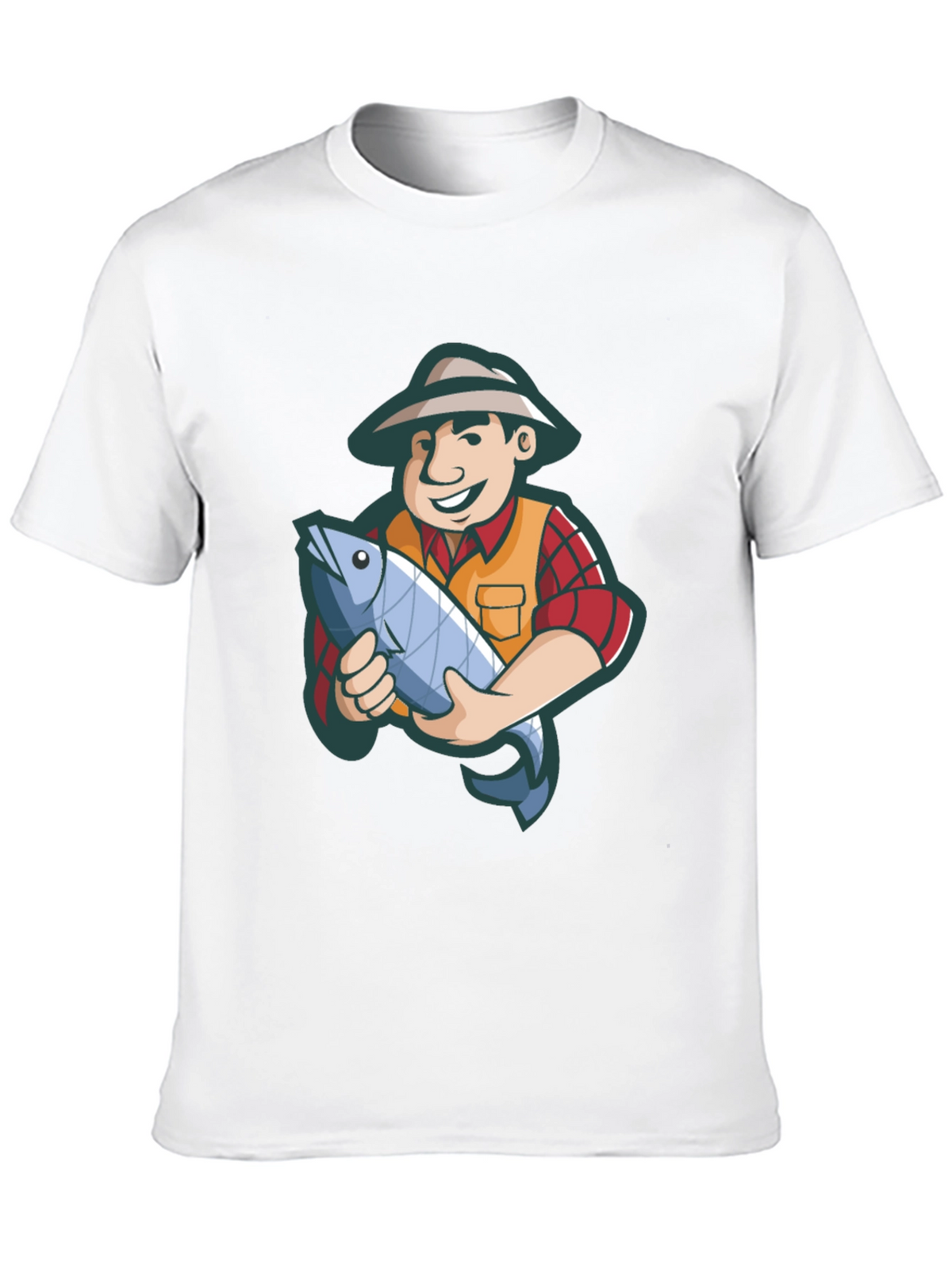 Fisherman Cartoon Graphic Tee - Black