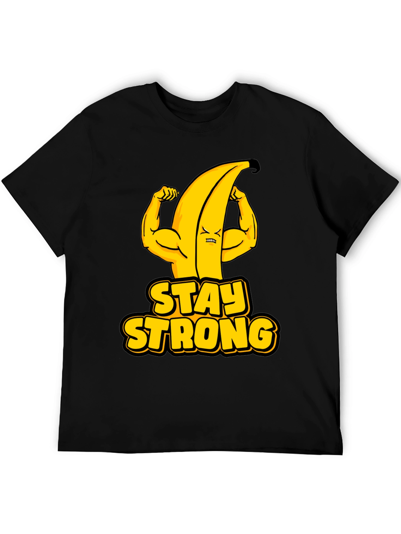 Stay Strong Banana Graphic Tee - Black Cotton T-Shirt