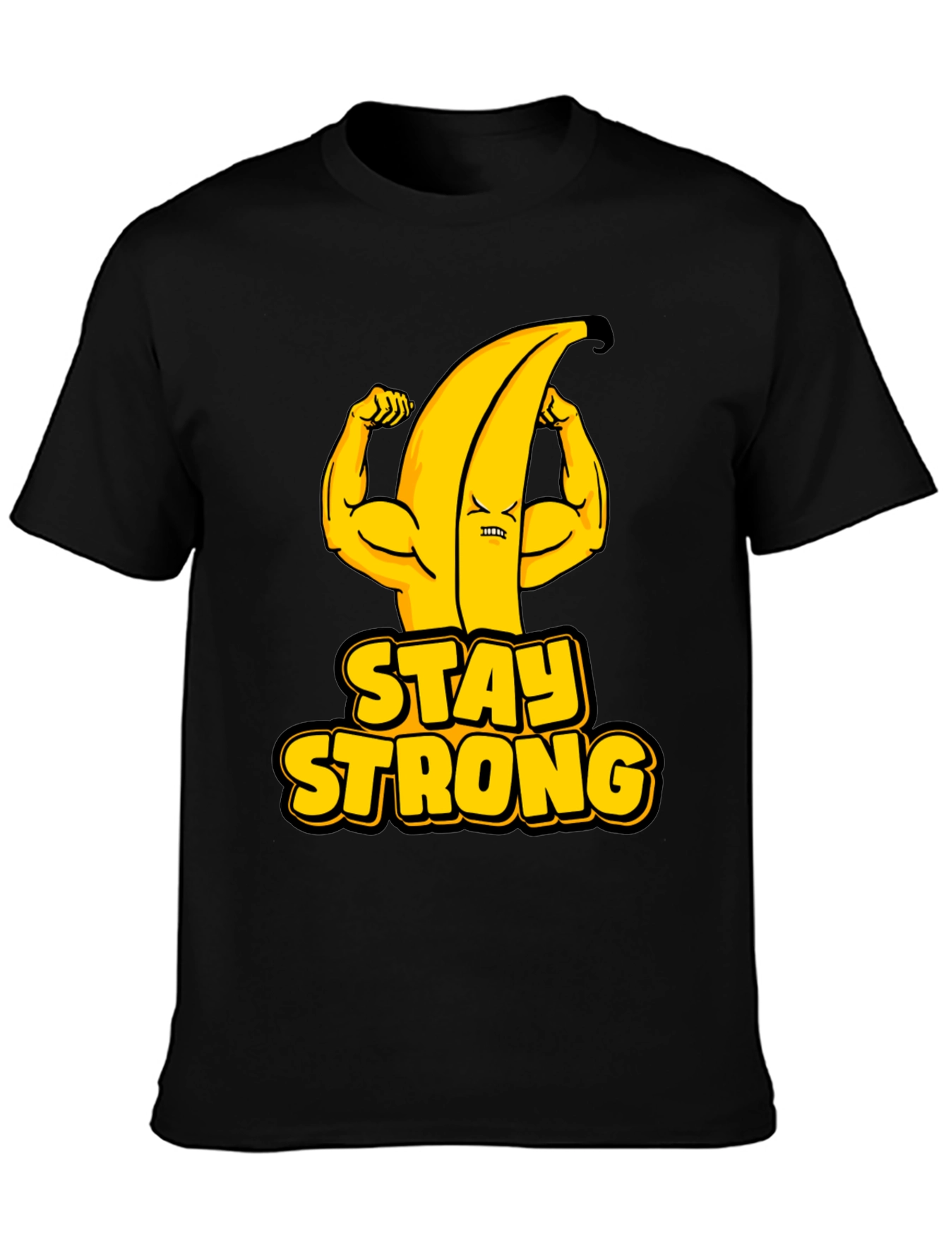 Stay Strong Banana Graphic Tee - Black Cotton T-Shirt