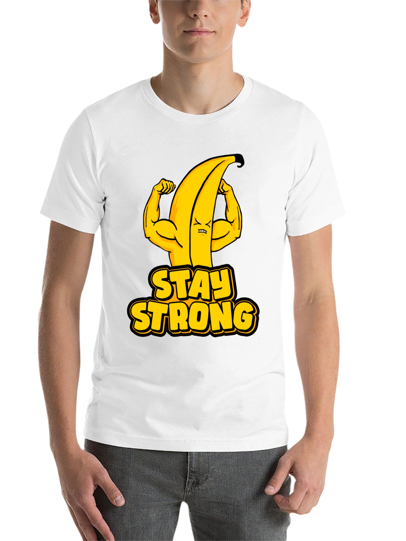 Stay Strong Banana Graphic Tee - Black Cotton T-Shirt