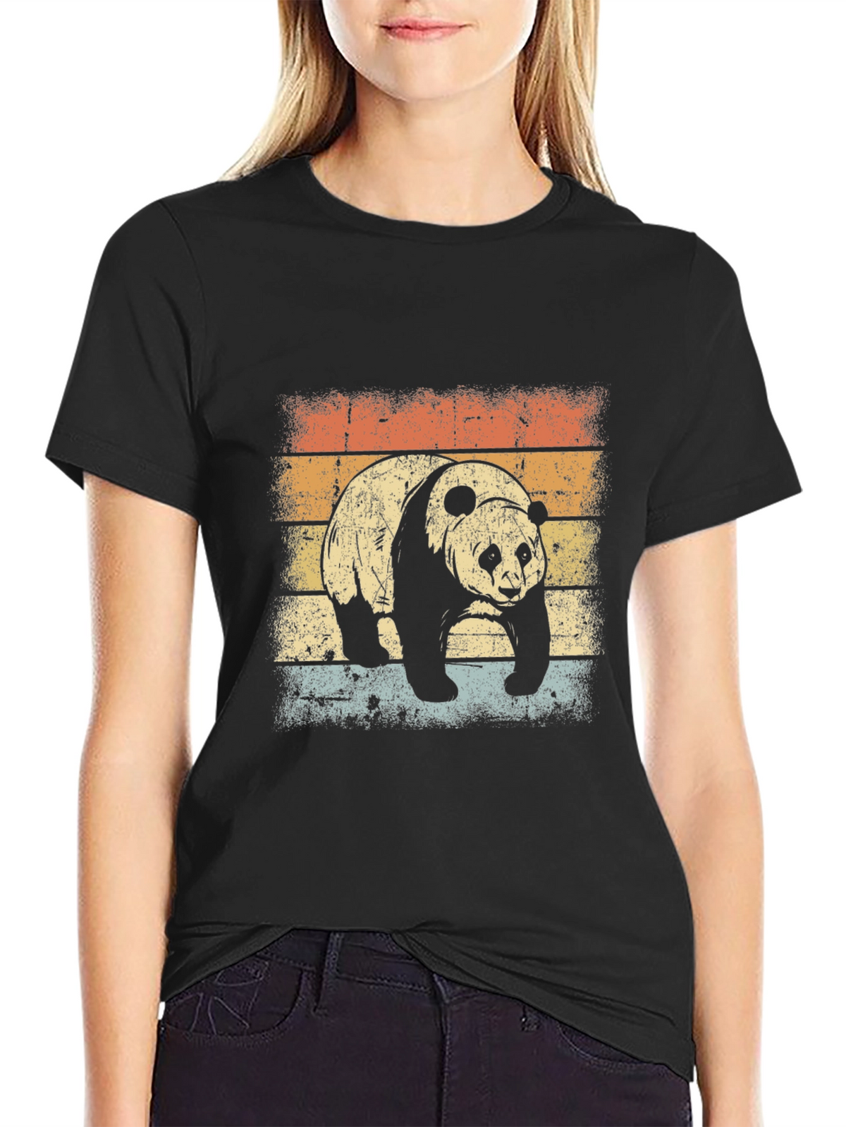 Retro Panda Graphic T-Shirt - Black