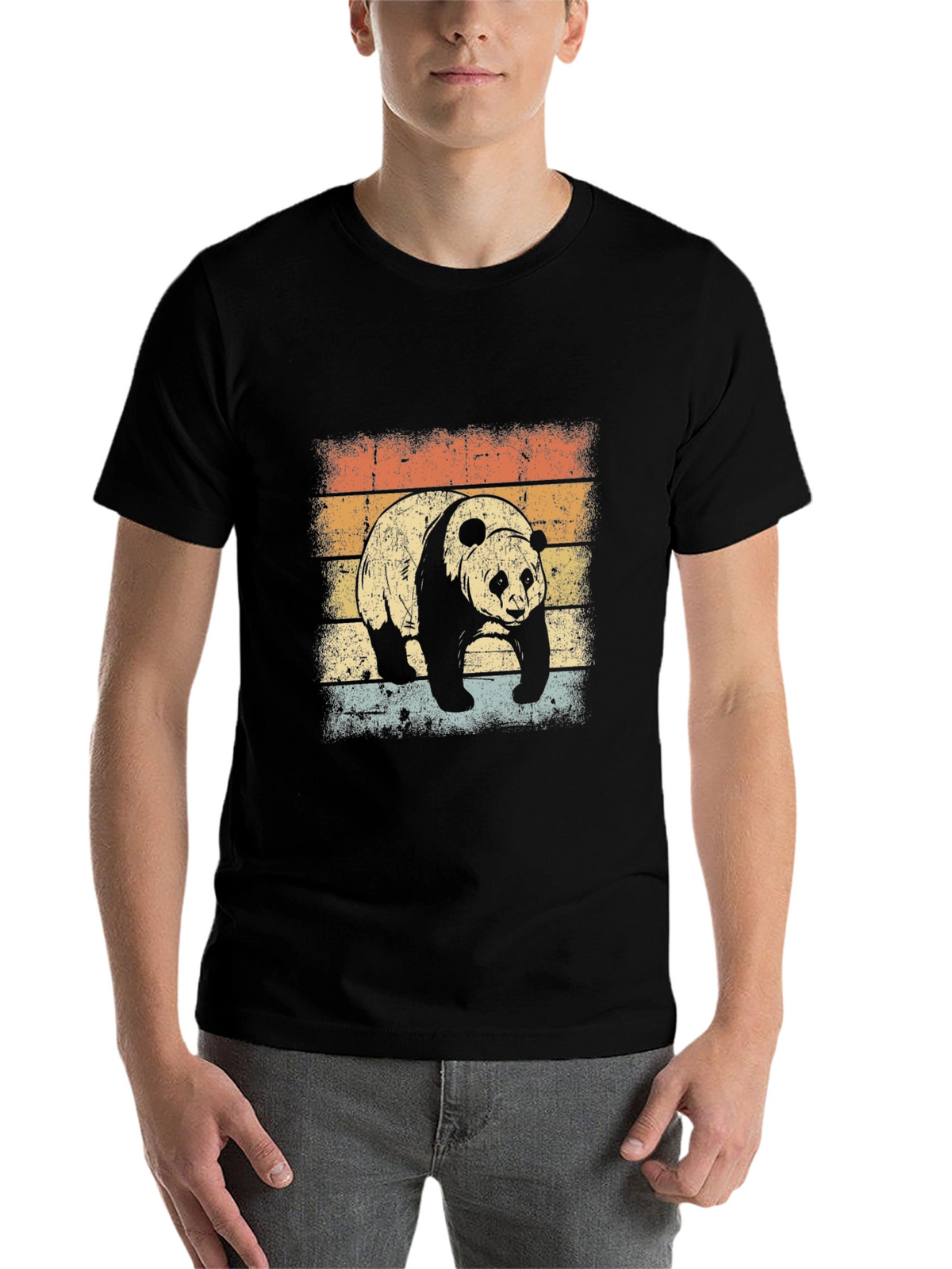 Retro Panda Graphic T-Shirt - Black