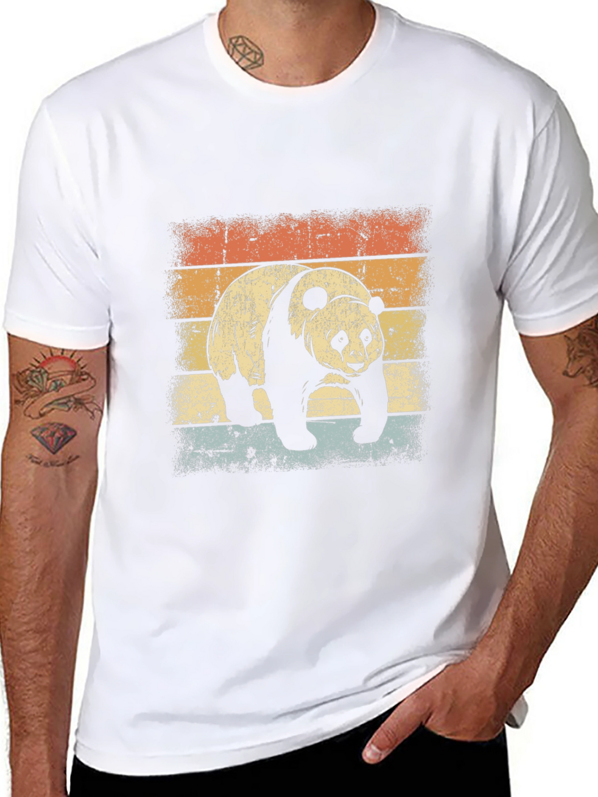 Retro Panda Graphic T-Shirt - Black