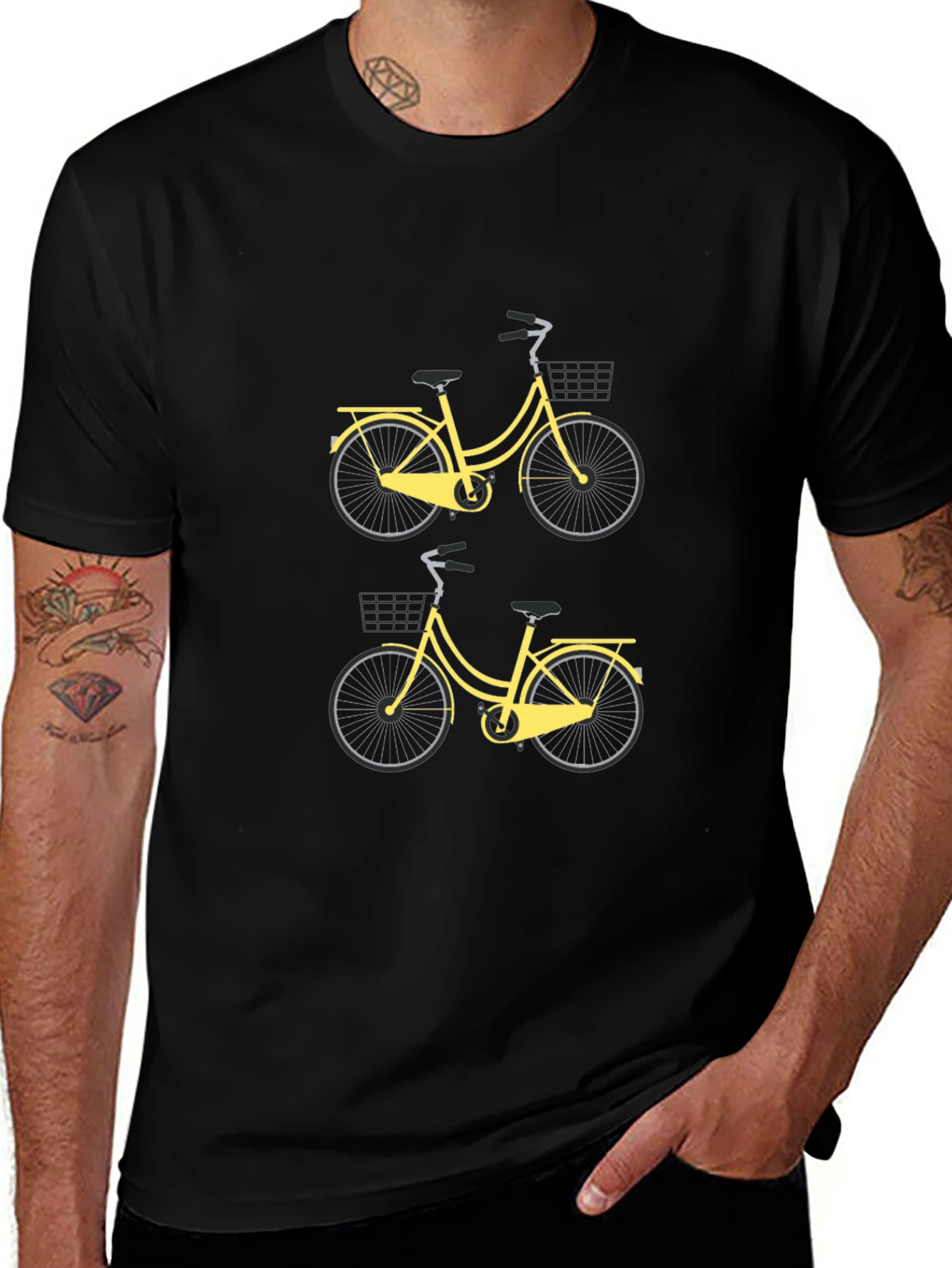 Mens Black Bicycle Graphic Tee - Stylish & Casual