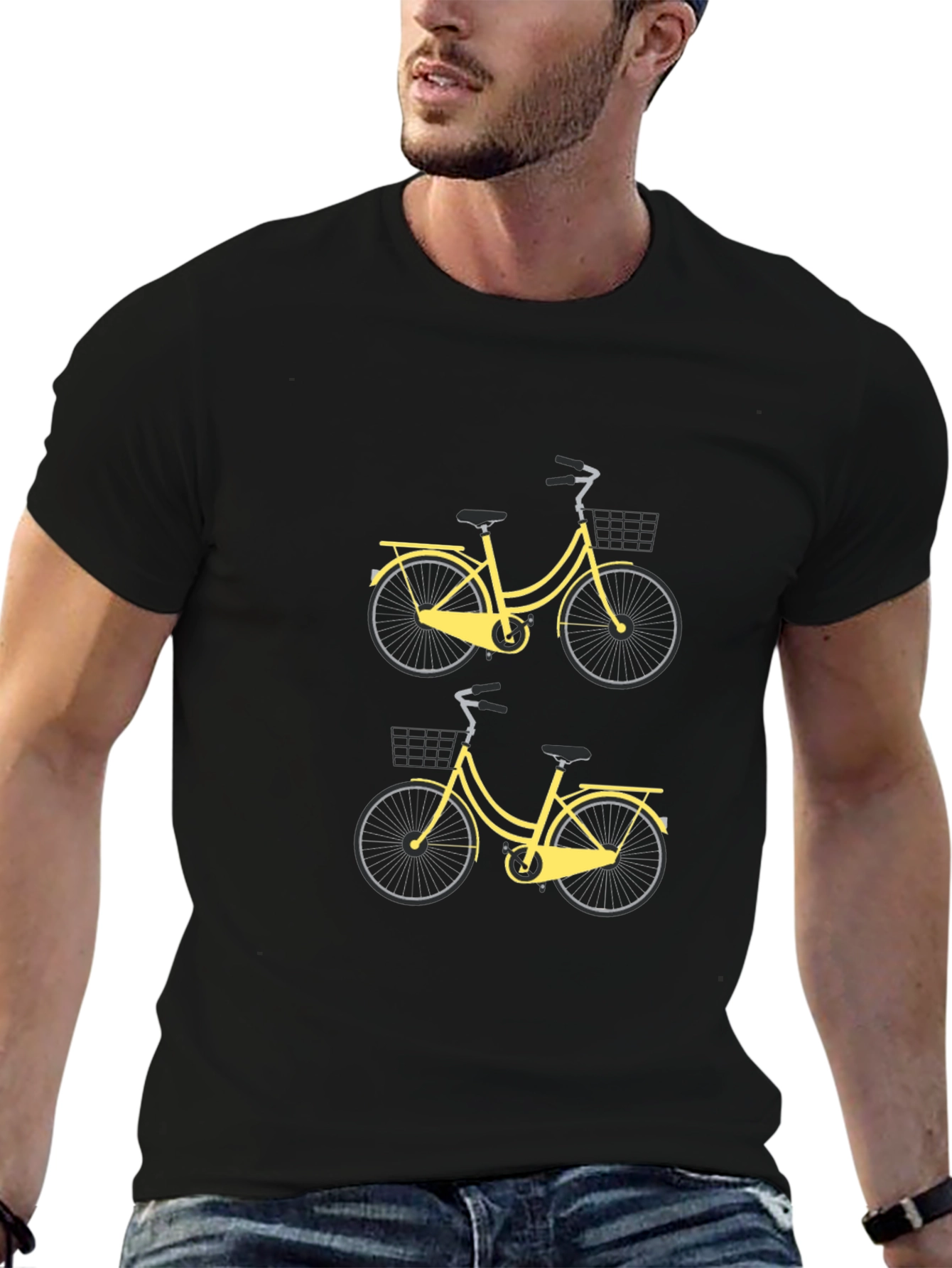 Mens Black Bicycle Graphic Tee - Stylish & Casual