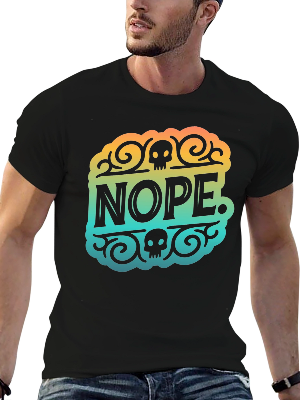 Nope Skull Graphic T-Shirt - Mens Black Tee