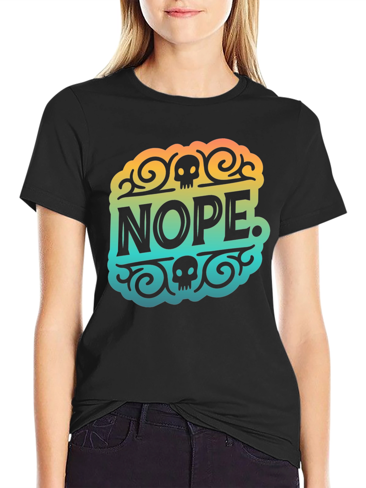 Nope Skull Graphic T-Shirt - Mens Black Tee