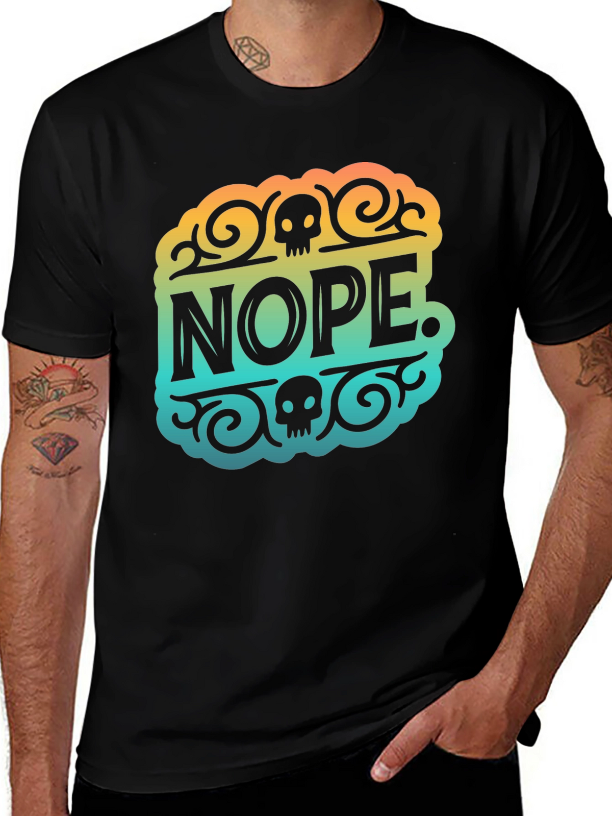 Nope Skull Graphic T-Shirt - Mens Black Tee