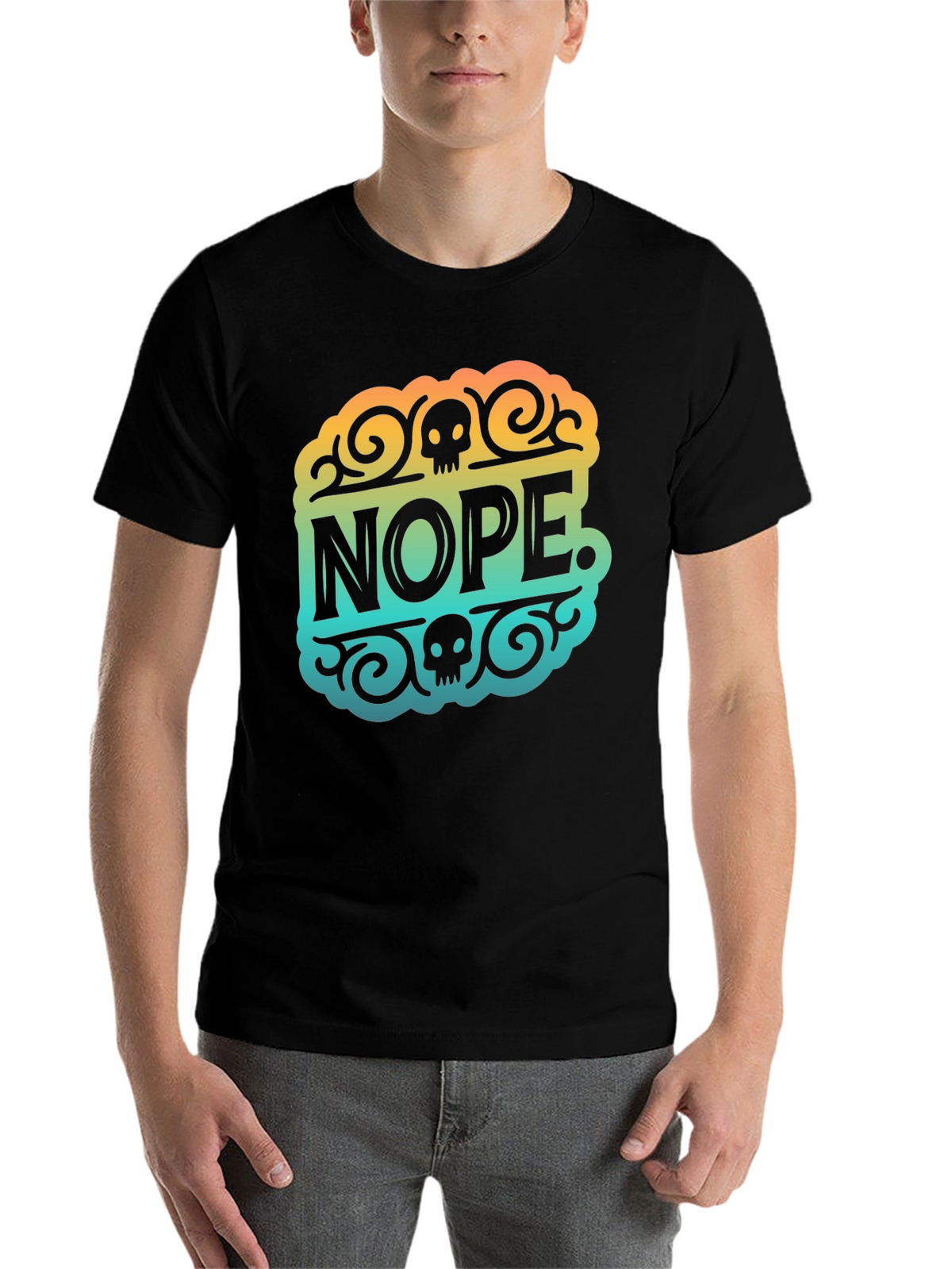 Nope Skull Graphic T-Shirt - Mens Black Tee