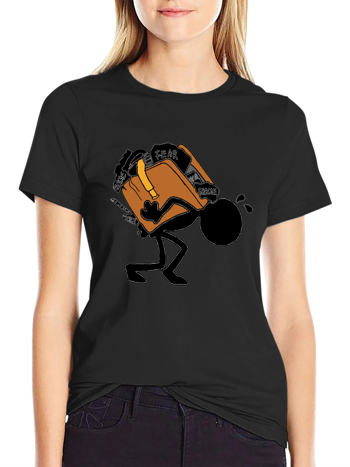 Burdened Stick Figure Graphic T-Shirt