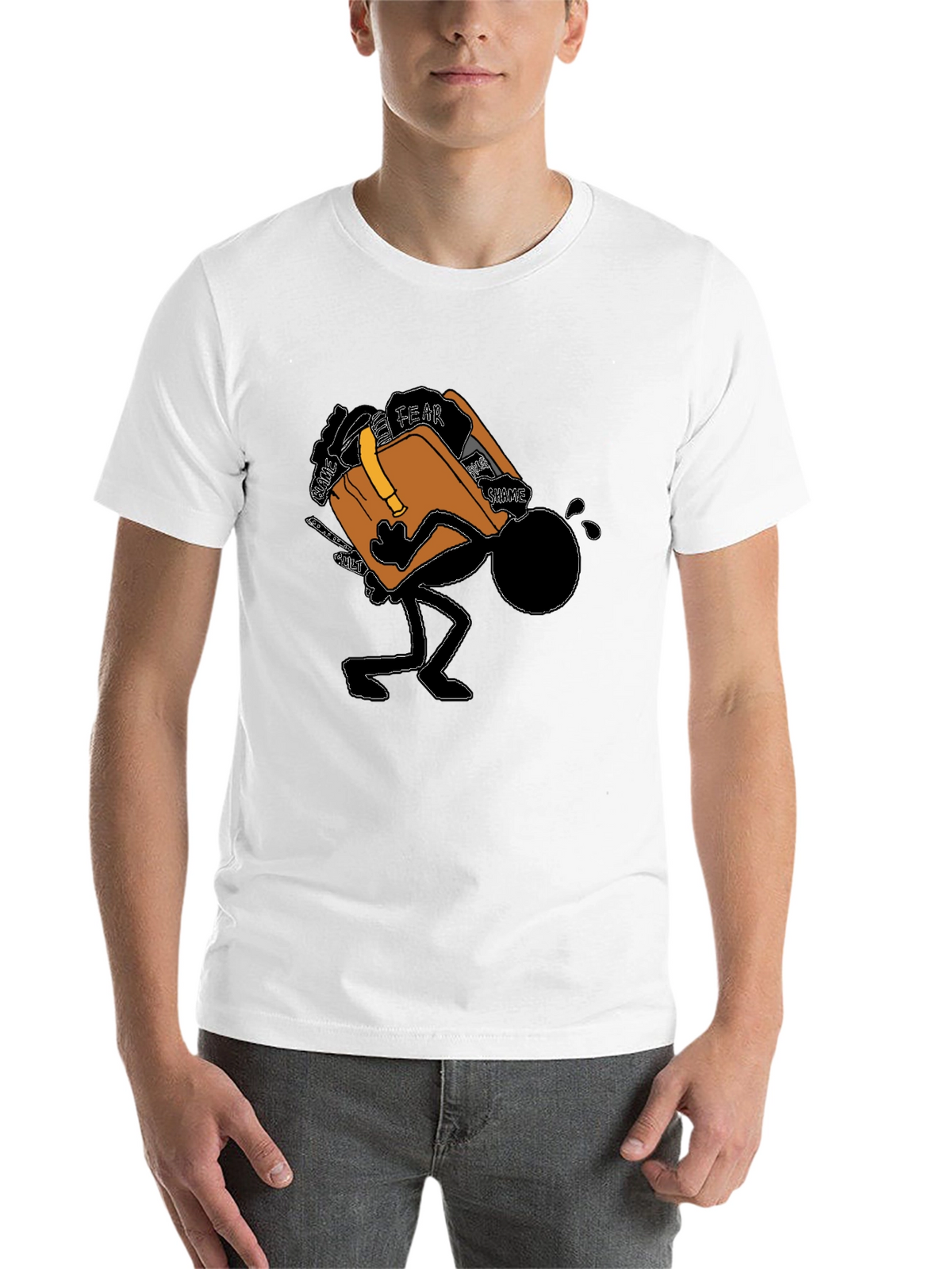 Burdened Stick Figure Graphic T-Shirt