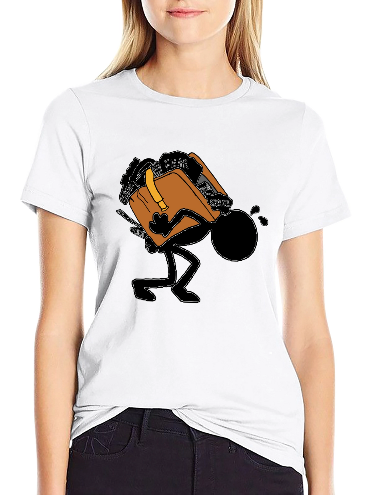 Burdened Stick Figure Graphic T-Shirt