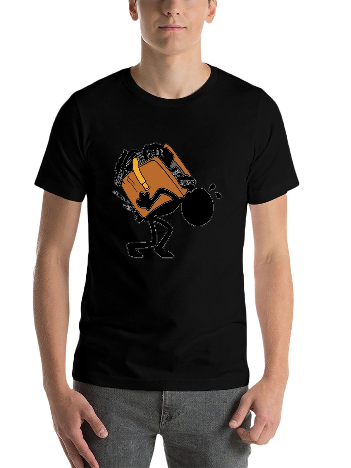 Burdened Stick Figure Graphic T-Shirt