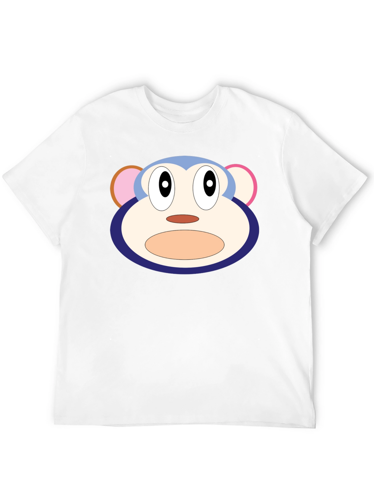 Cartoon Monkey Face Black T-Shirt