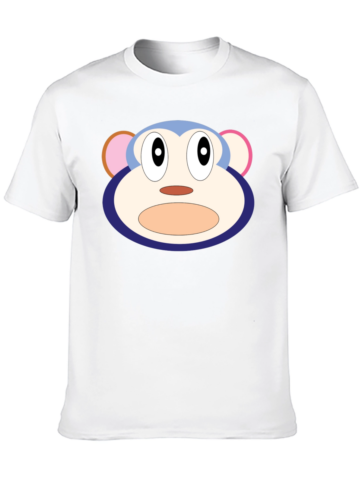 Cartoon Monkey Face Black T-Shirt