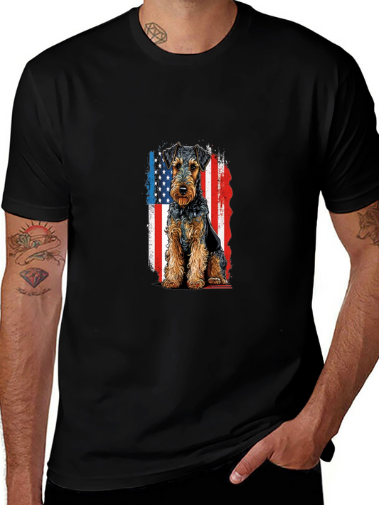 Patriotic Welsh Terrier T-Shirt - USA Flag Dog Tee