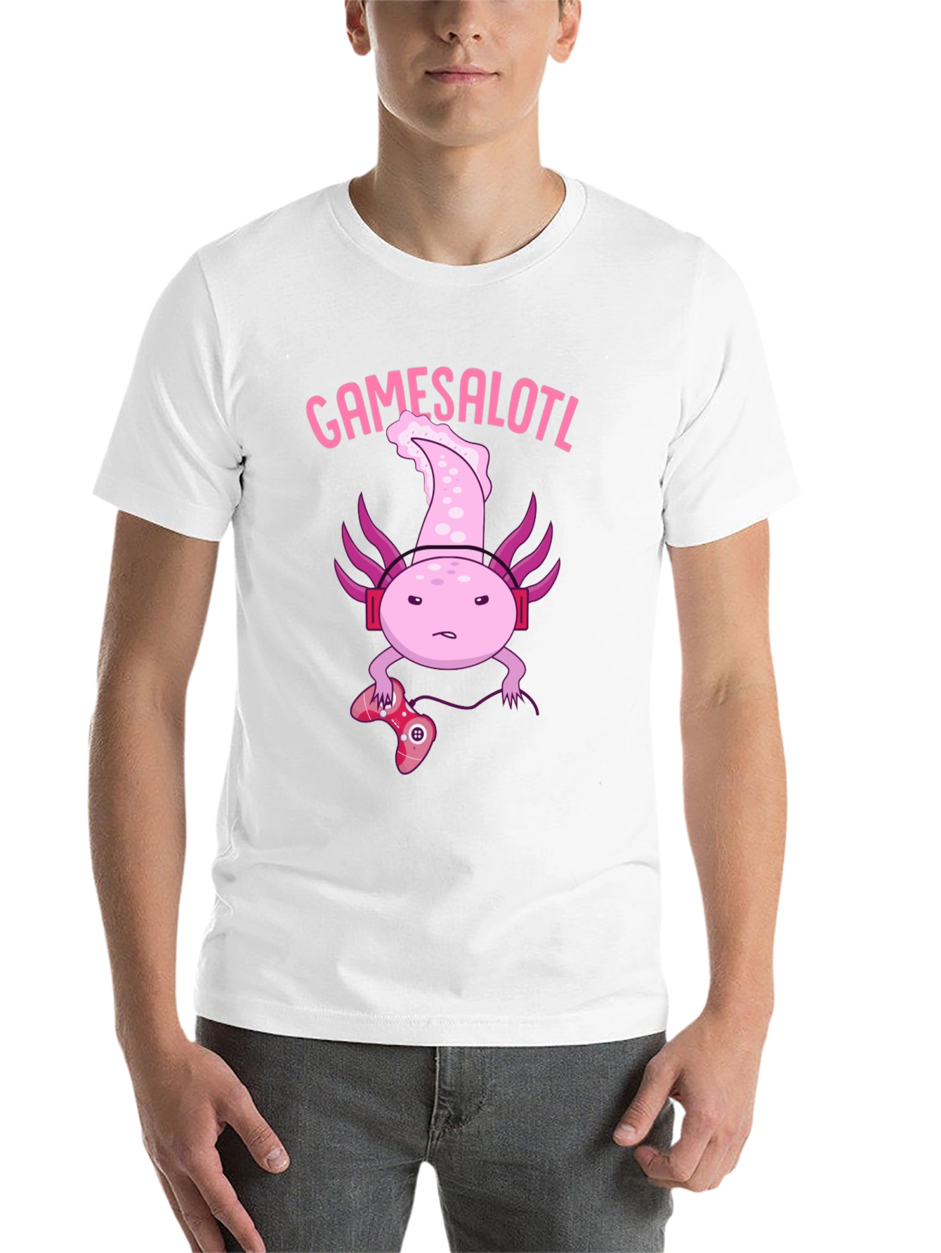 Gamesalotl Gamer Axolotl Black Graphic T-Shirt