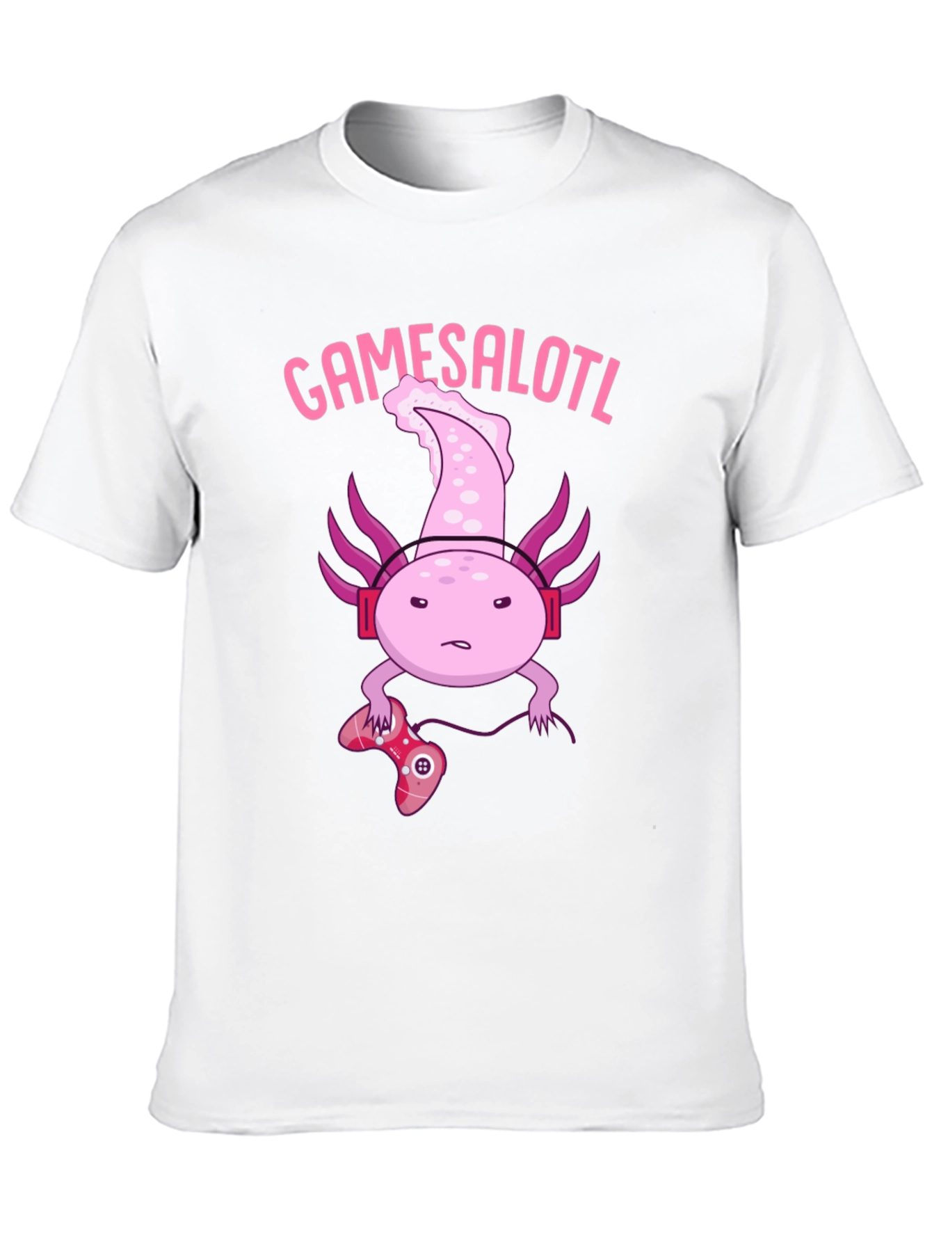 Gamesalotl Gamer Axolotl Black Graphic T-Shirt