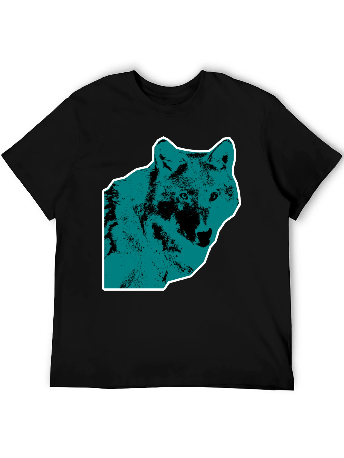 Wolf Graphic Print Mens Black T-Shirt
