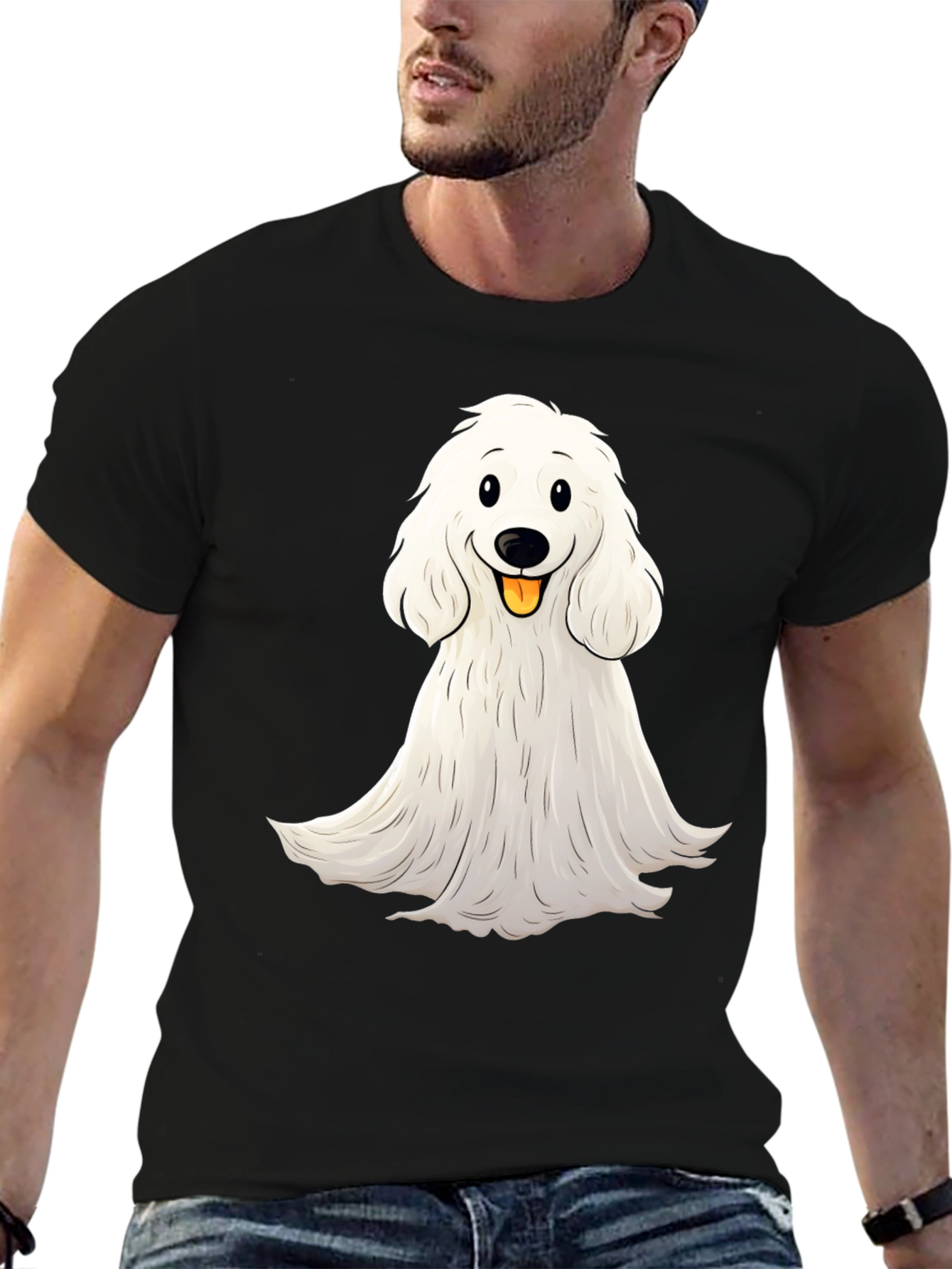 Cute Dog Graphic Black T-Shirt