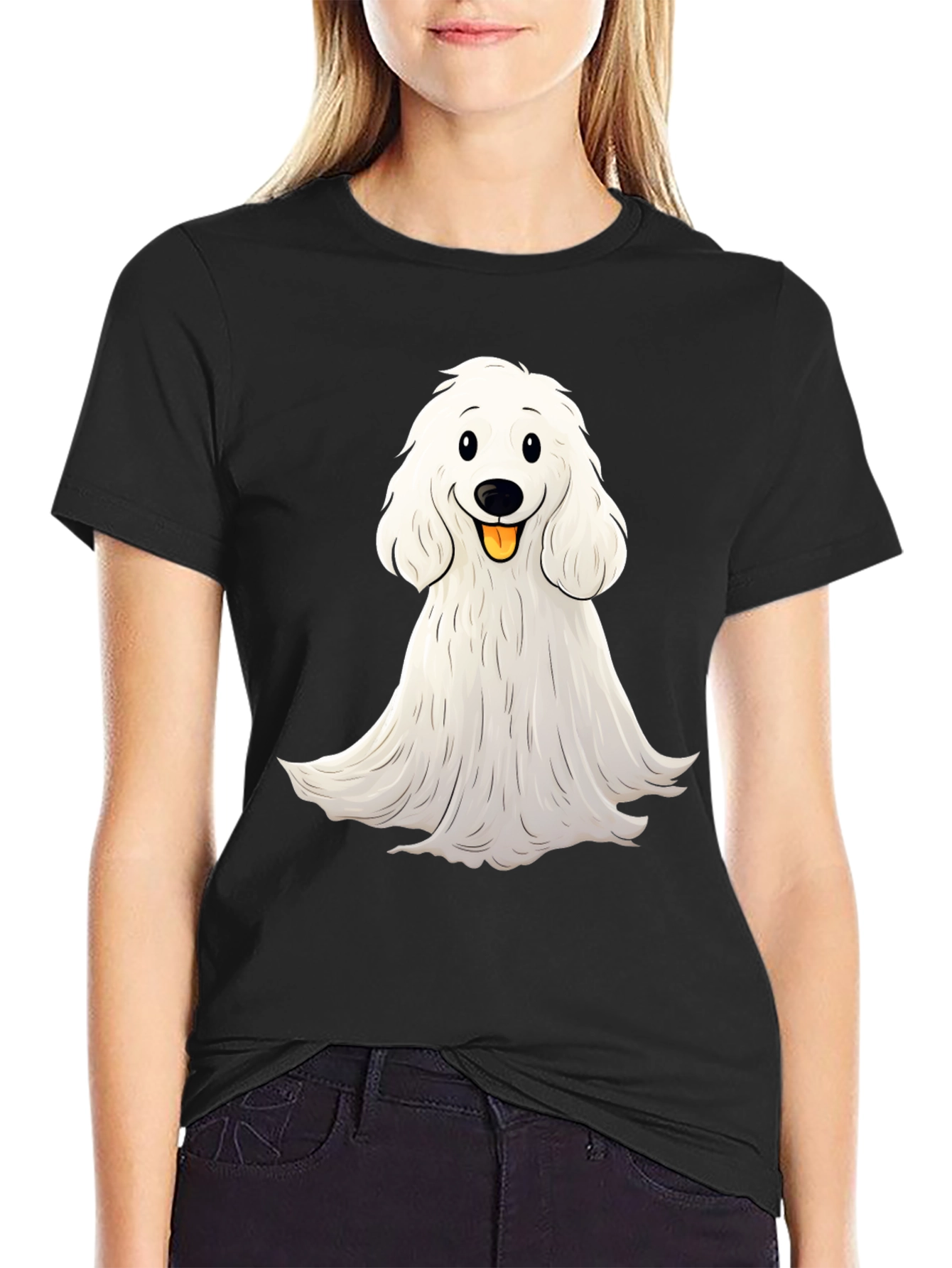 Cute Dog Graphic Black T-Shirt