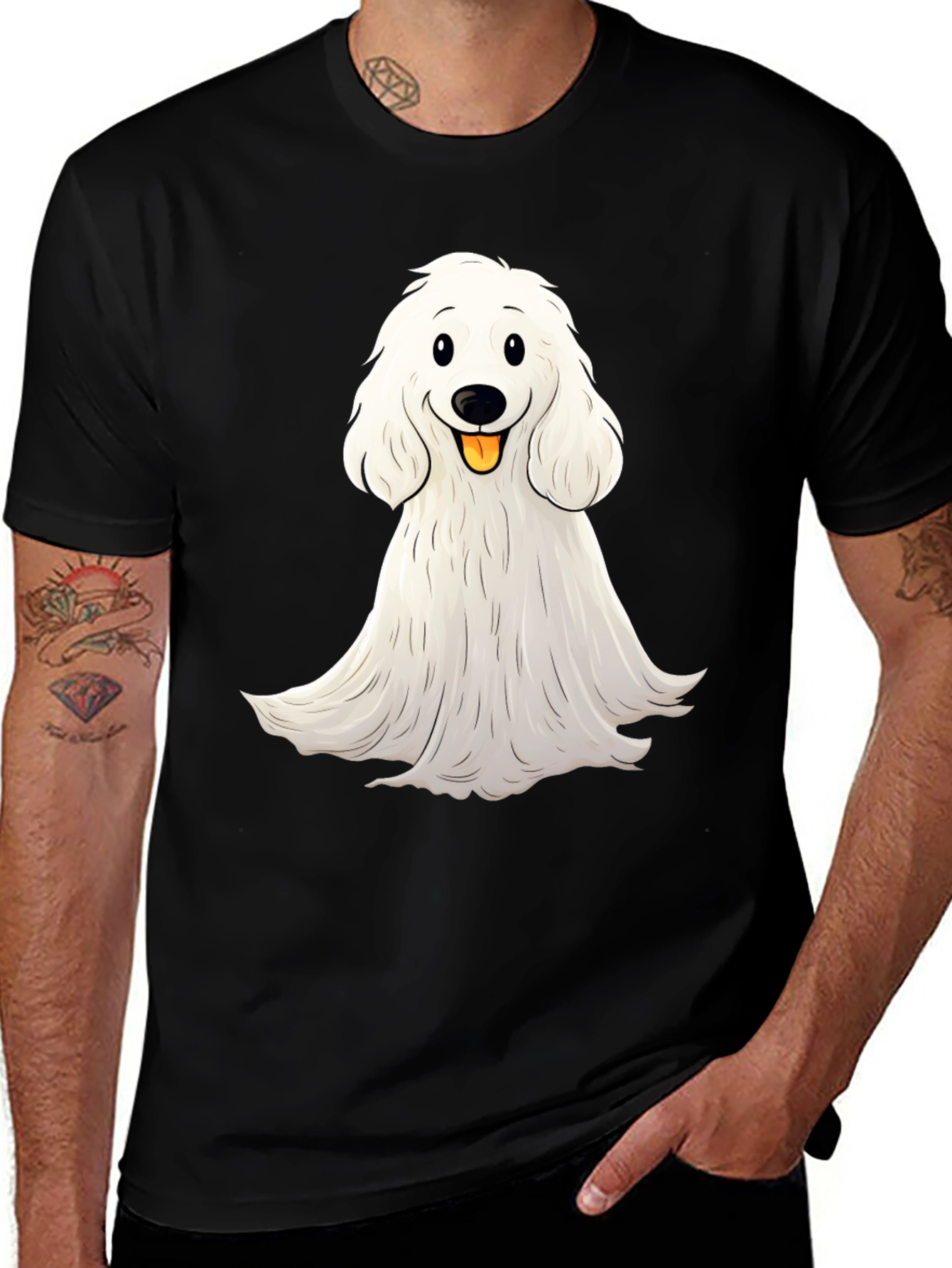 Cute Dog Graphic Black T-Shirt