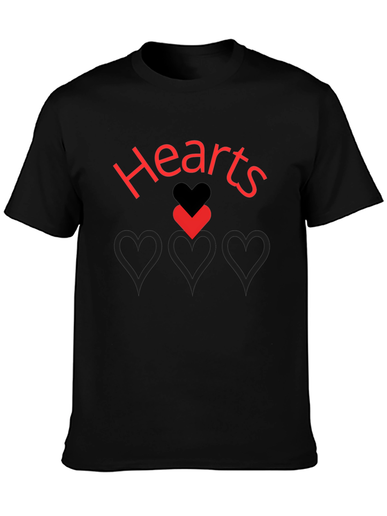 Hearts Graphic Print Black T-Shirt