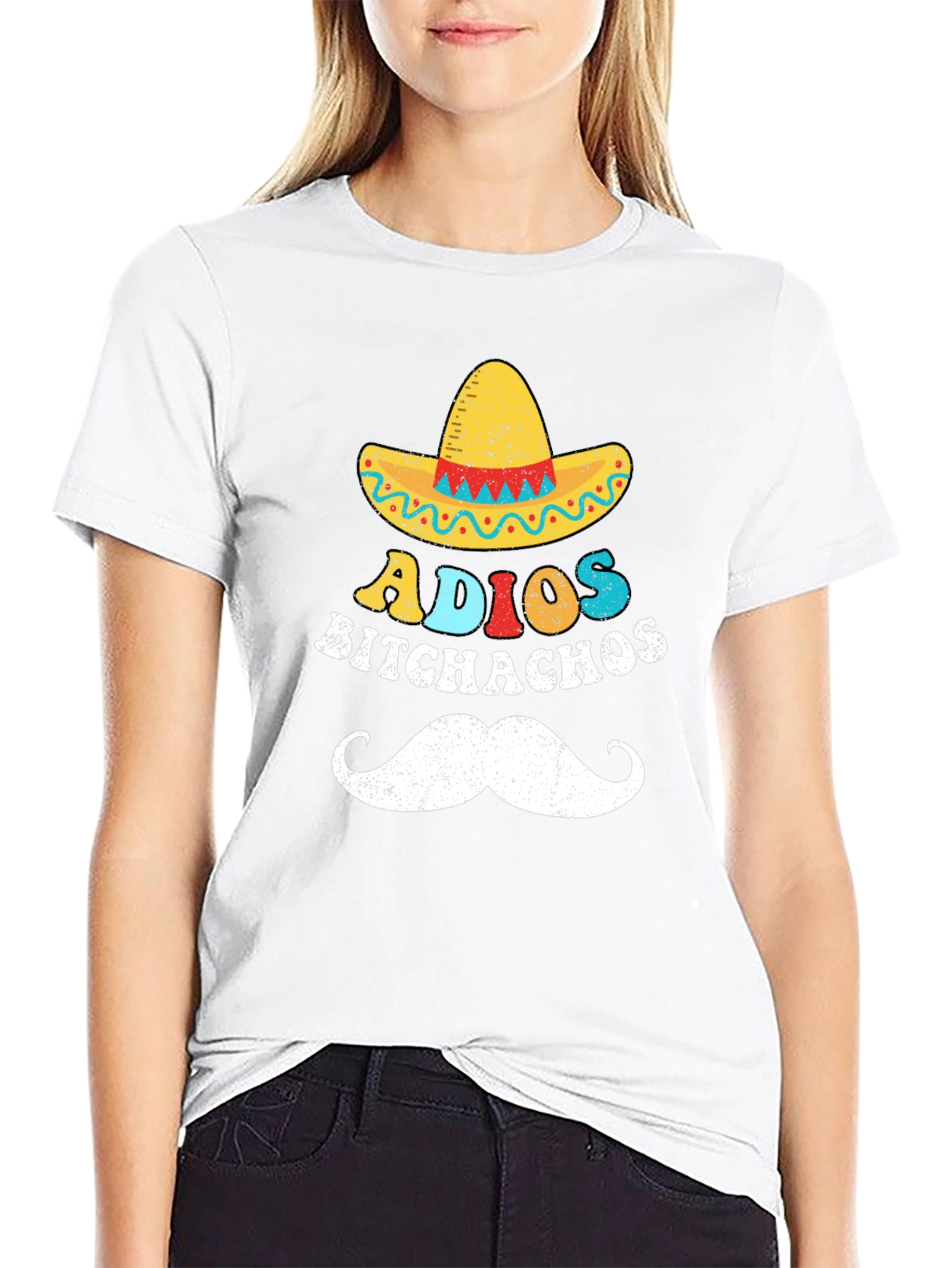 Adios Bitchachos Graphic T-Shirt - Black Crew Neck