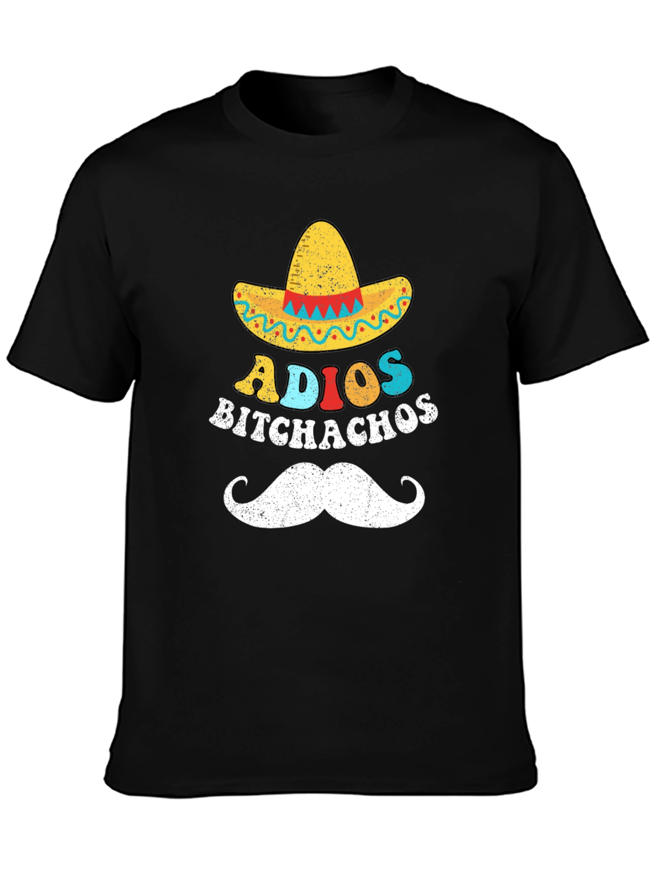 Adios Bitchachos Graphic T-Shirt - Black Crew Neck