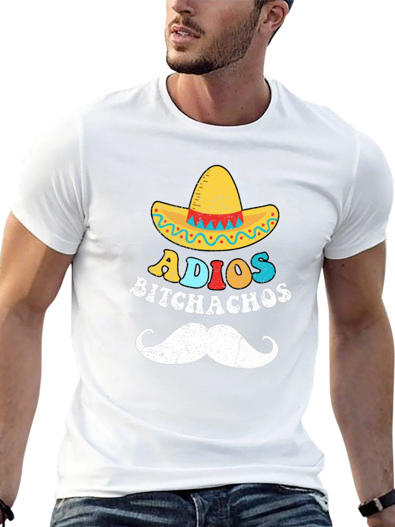 Adios Bitchachos Graphic T-Shirt - Black Crew Neck