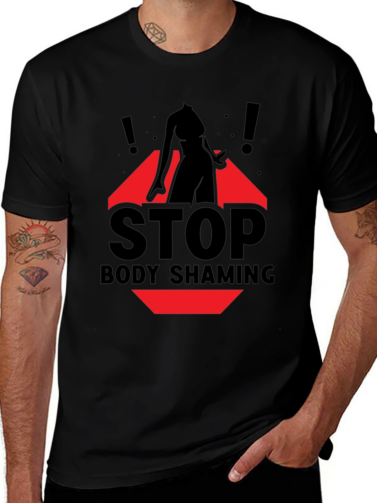 Stop Body Shaming Graphic Tee - Black