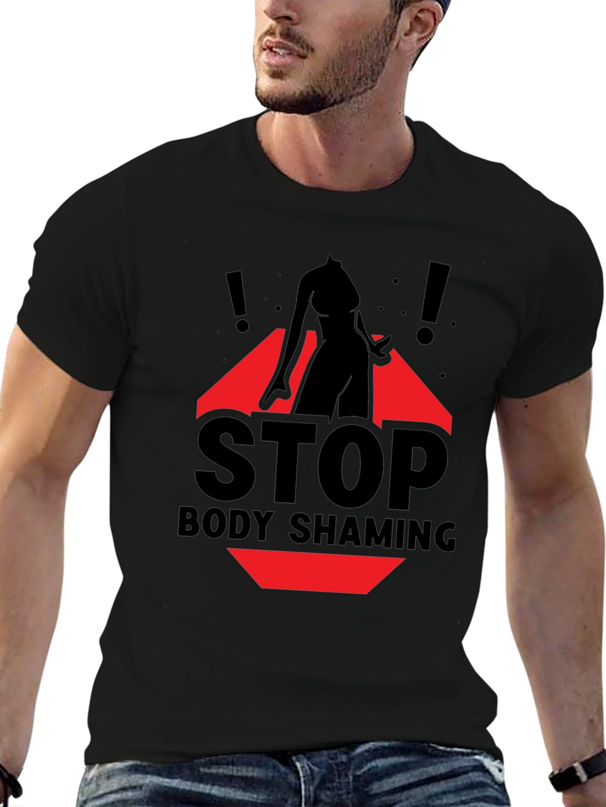 Stop Body Shaming Graphic Tee - Black