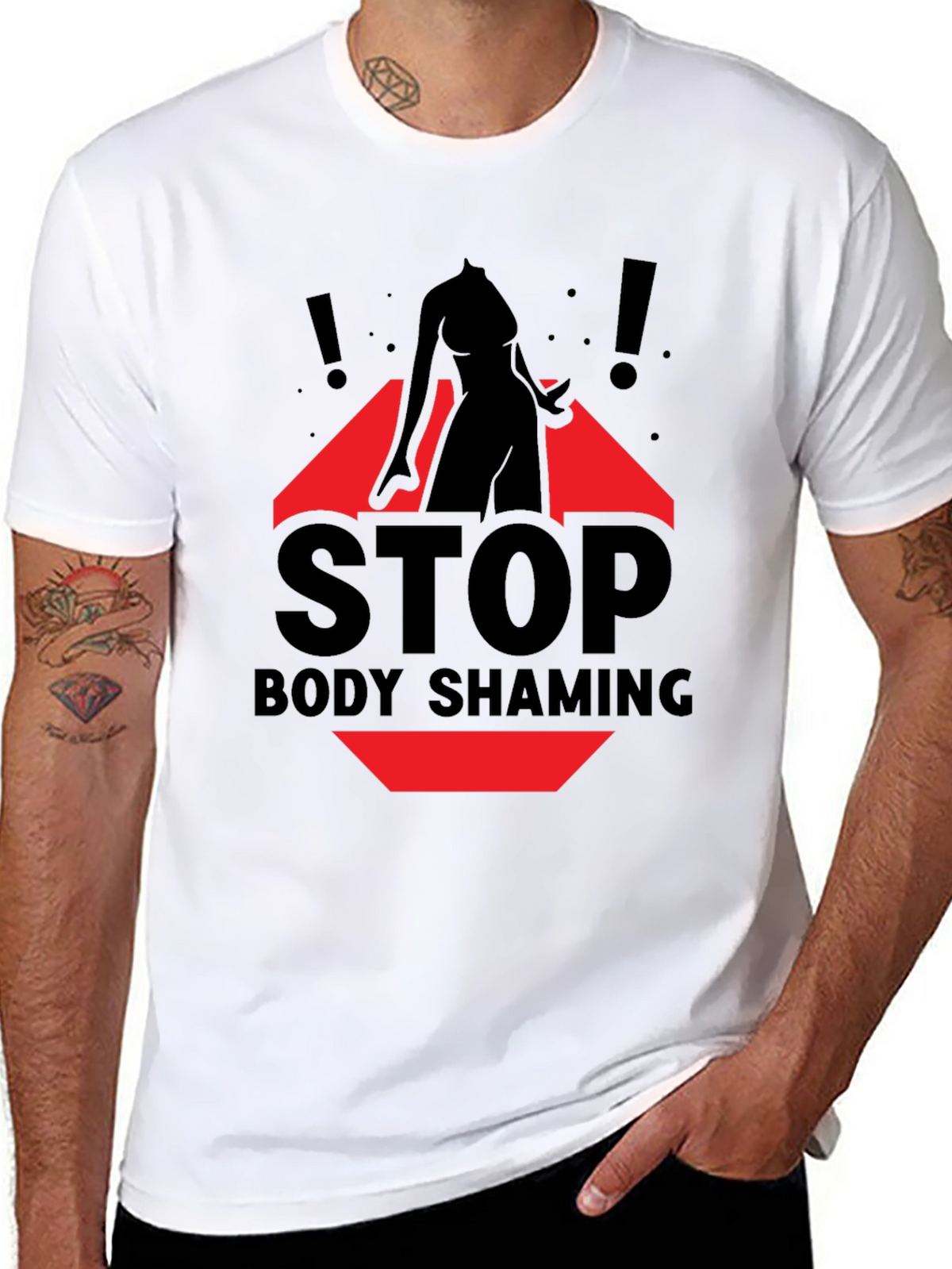 Stop Body Shaming Graphic Tee - Black
