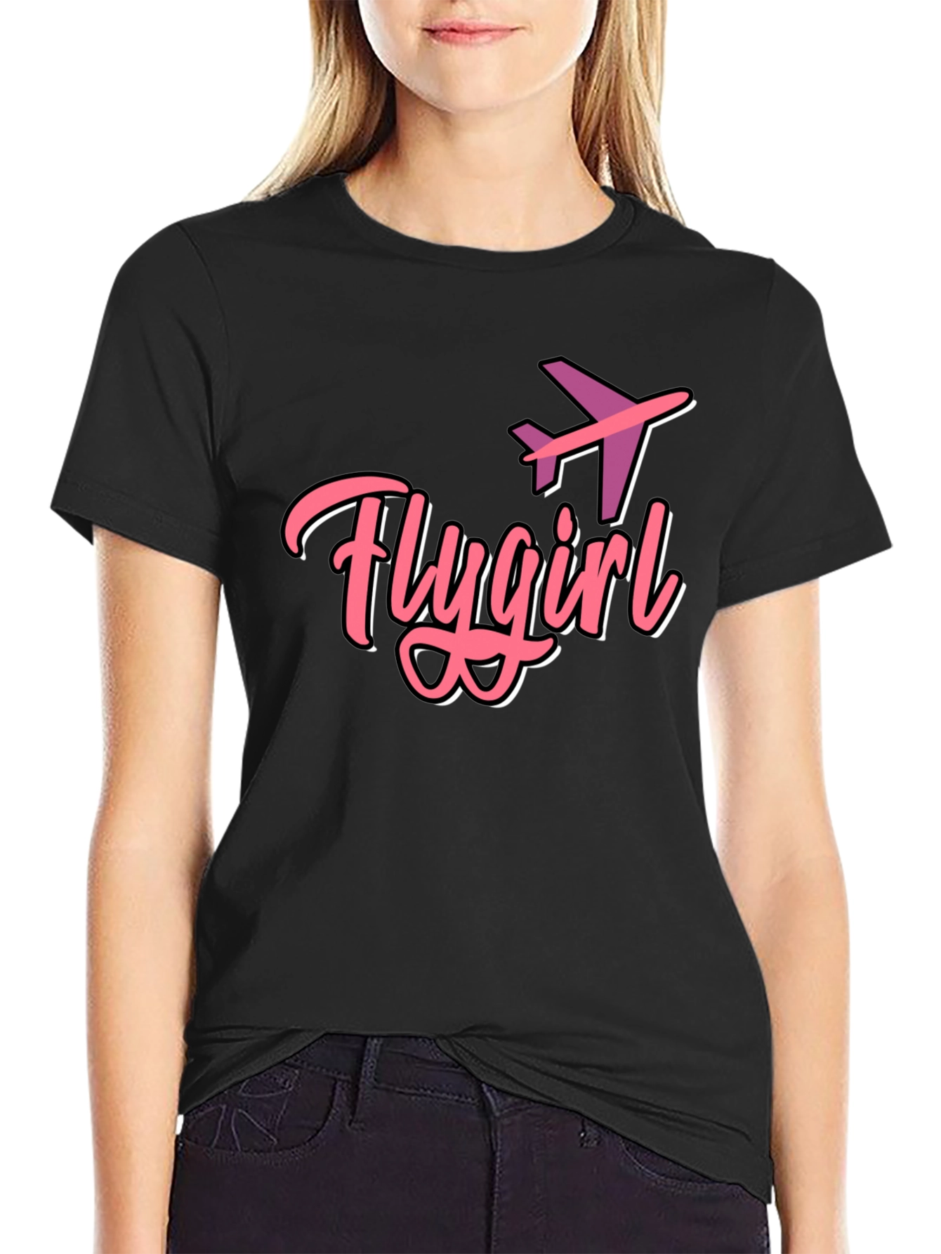 Flygirl Black Graphic Tee