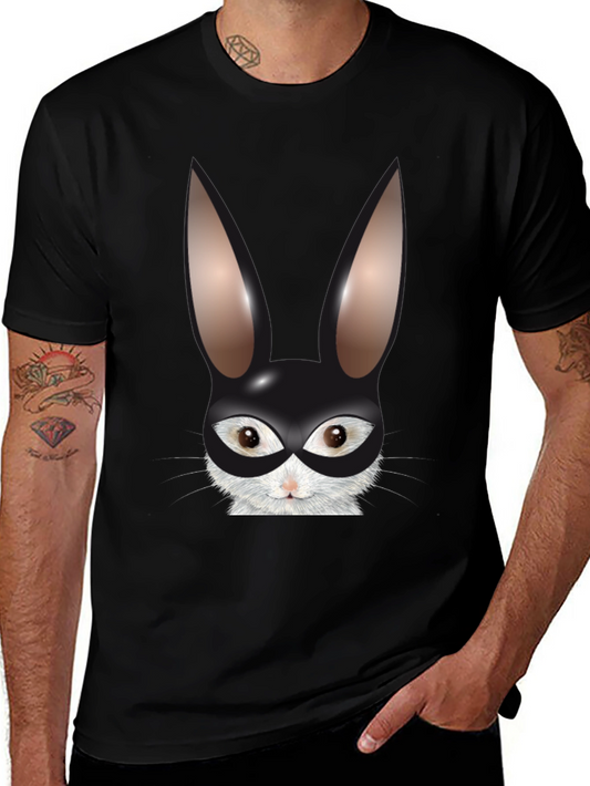 Bunny Mask Graphic Tee - Black Cotton Blend T-Shirt