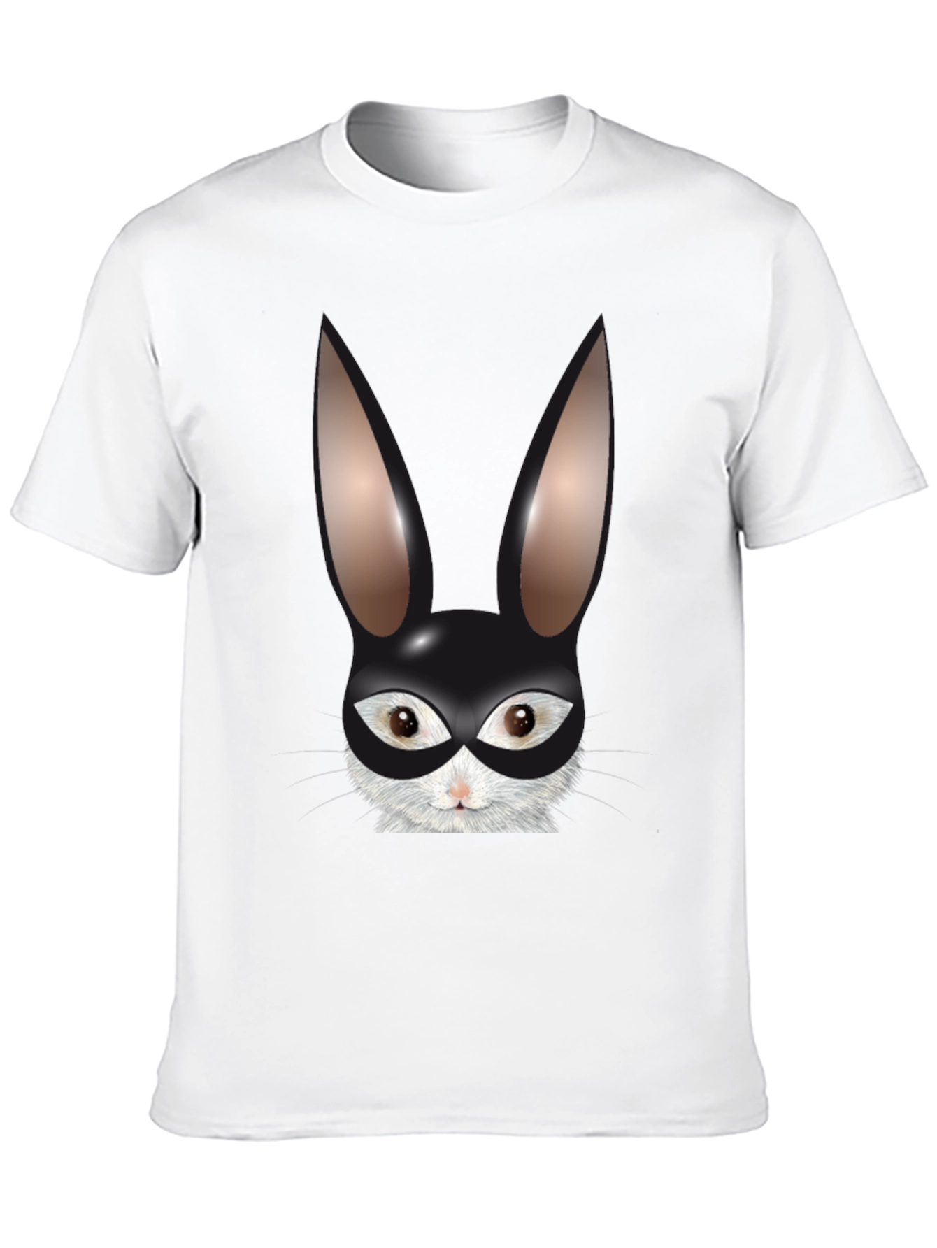 Bunny Mask Graphic Tee - Black Cotton Blend T-Shirt