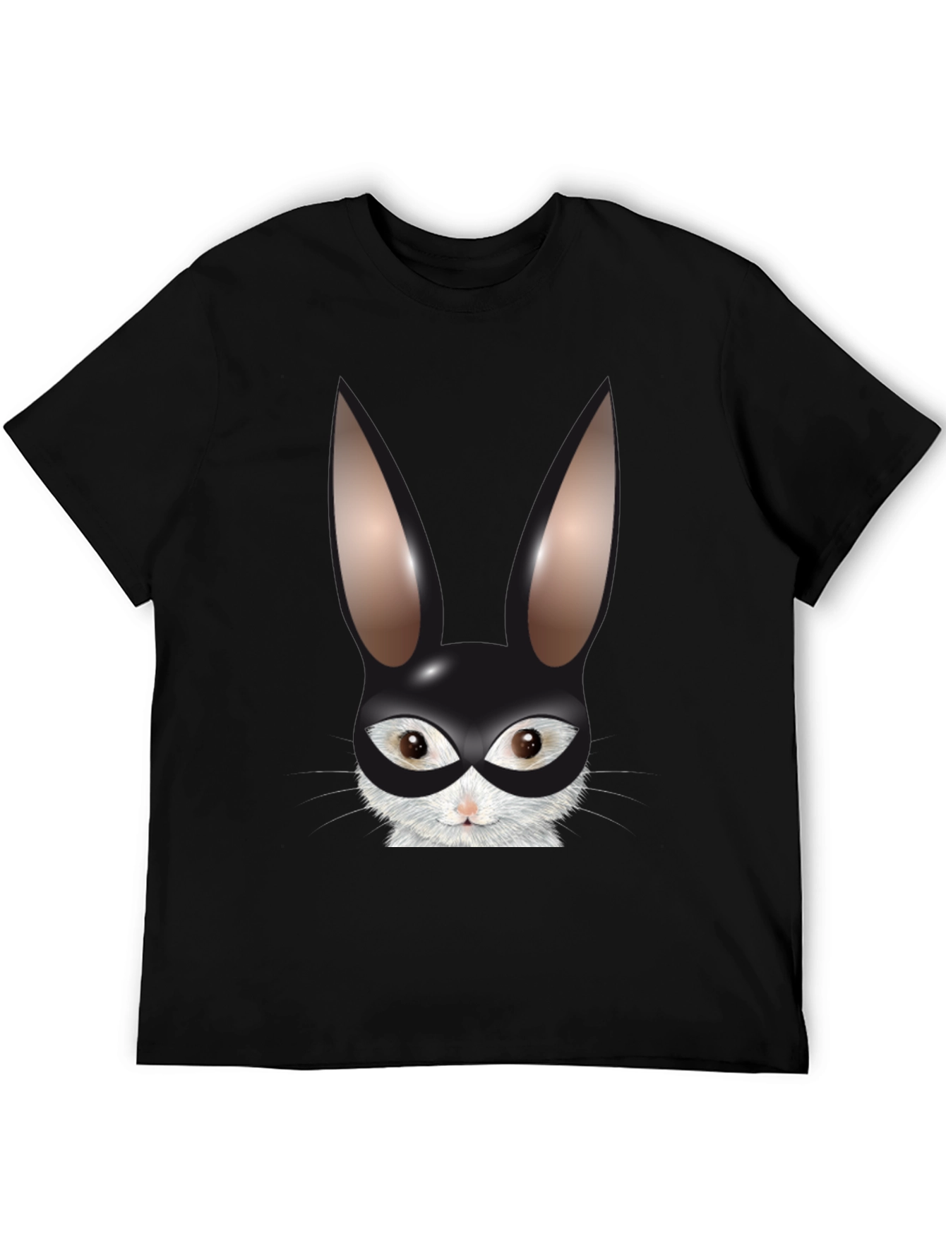 Bunny Mask Graphic Tee - Black Cotton Blend T-Shirt