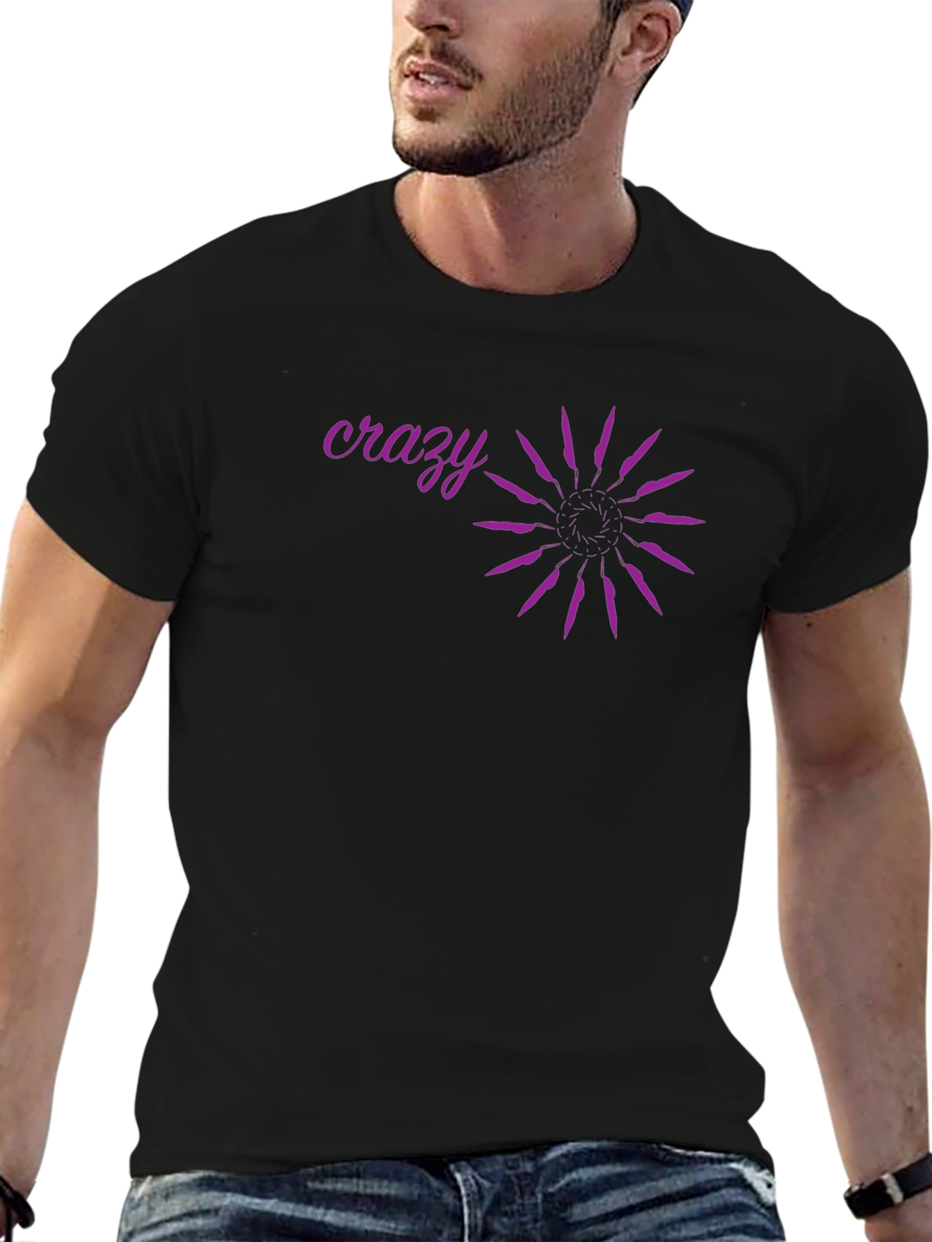 Crazy Graphic Tee - Black Cotton Blend