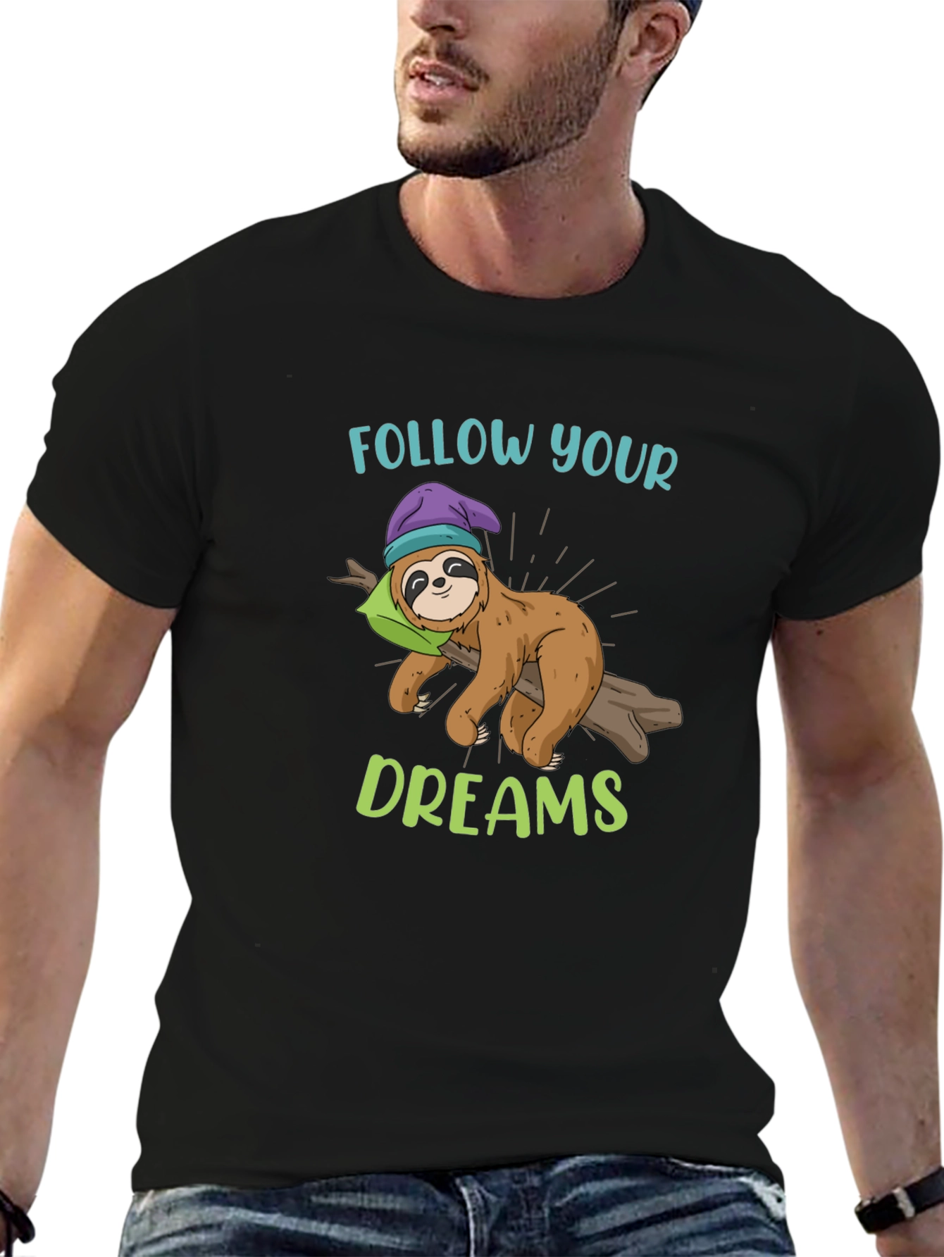Follow Your Dreams Sloth Graphic T-Shirt