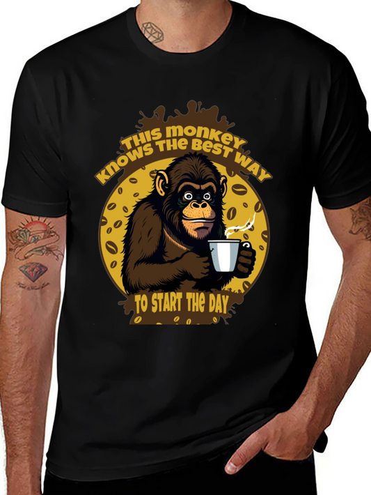 Monkey Coffee T-Shirt - Start Your Day Right!