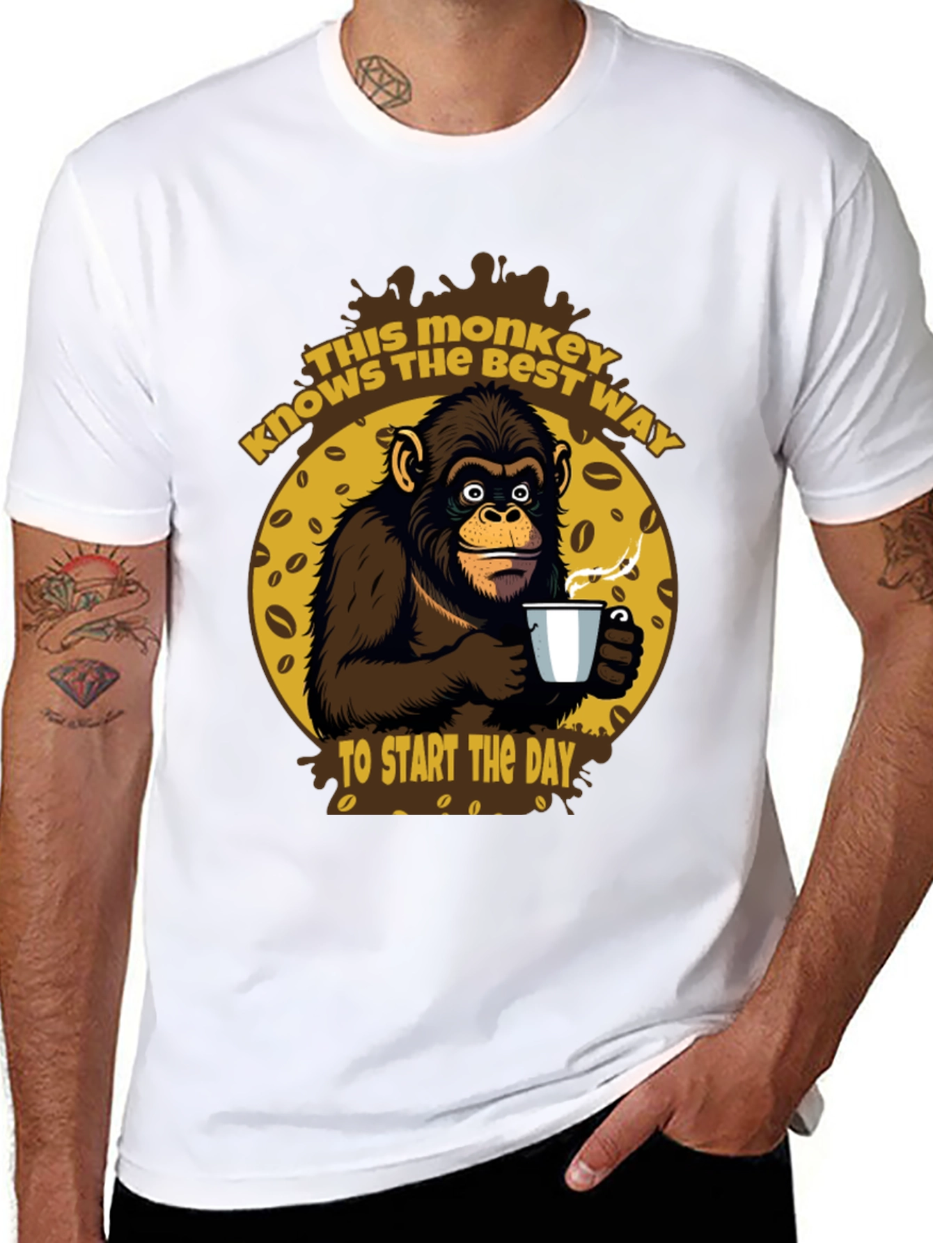 Monkey Coffee T-Shirt - Start Your Day Right!