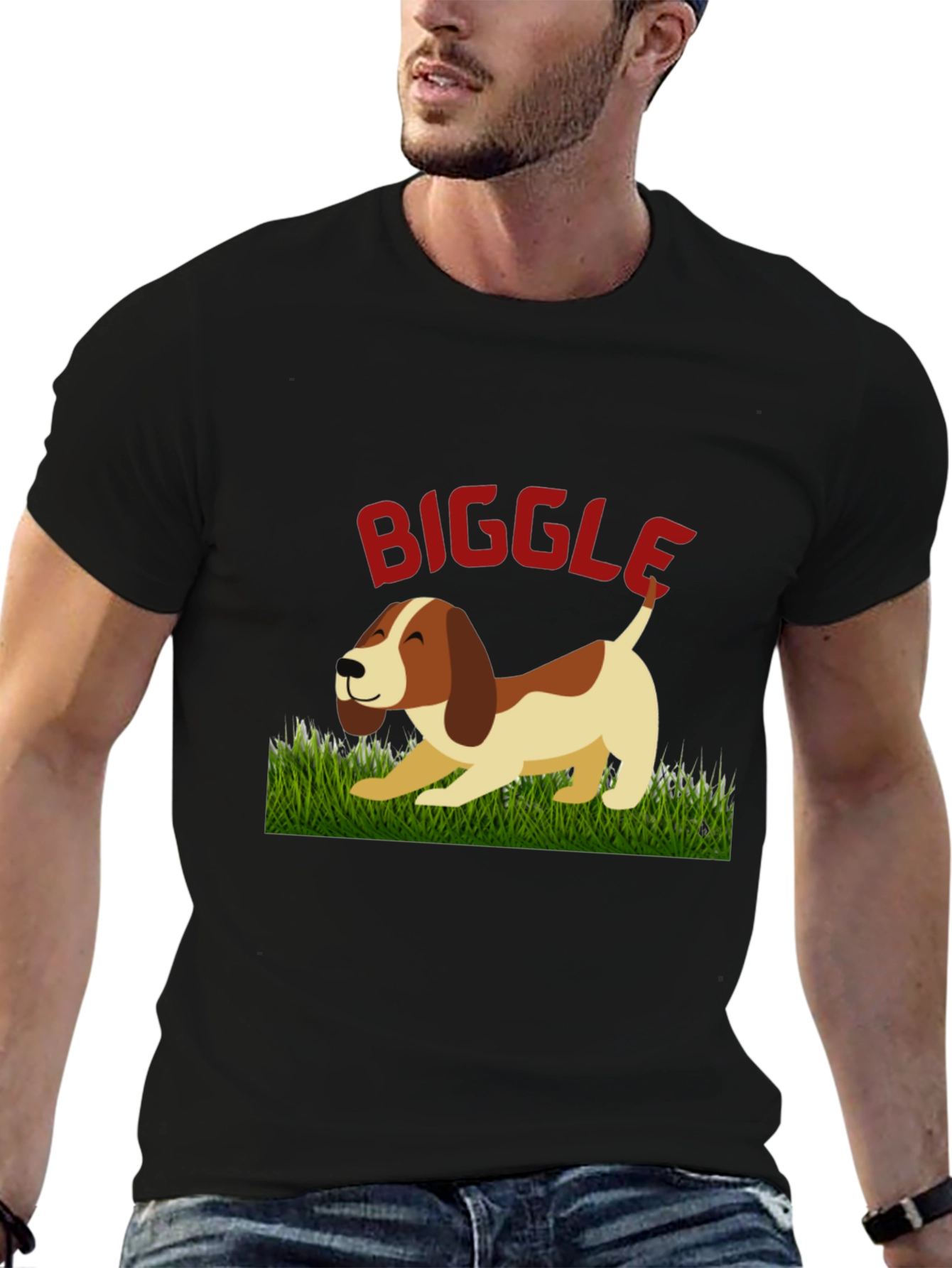 Biggle Dog Graphic Tee - Unisex Black T-Shirt