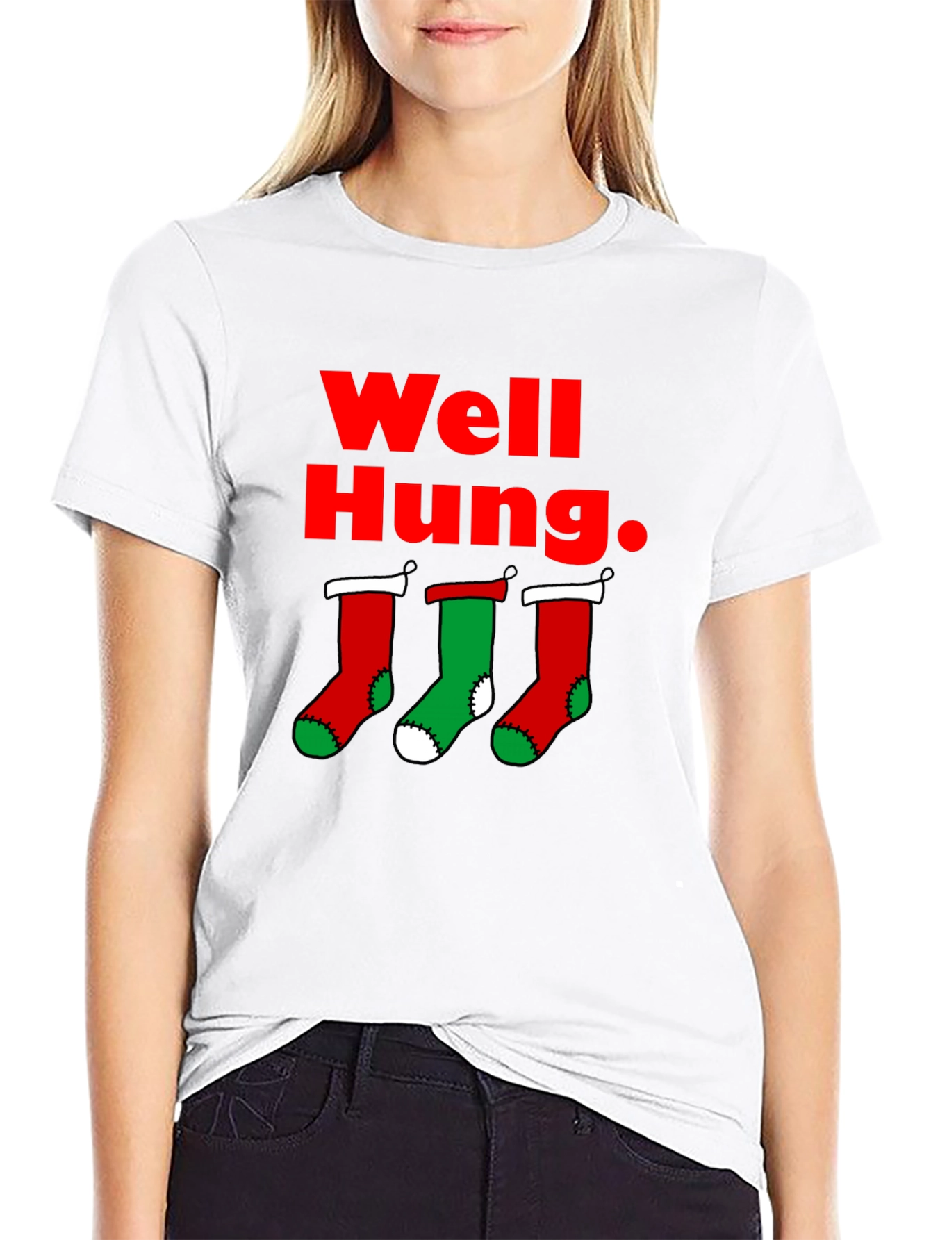 Well Hung Christmas Stockings T-Shirt