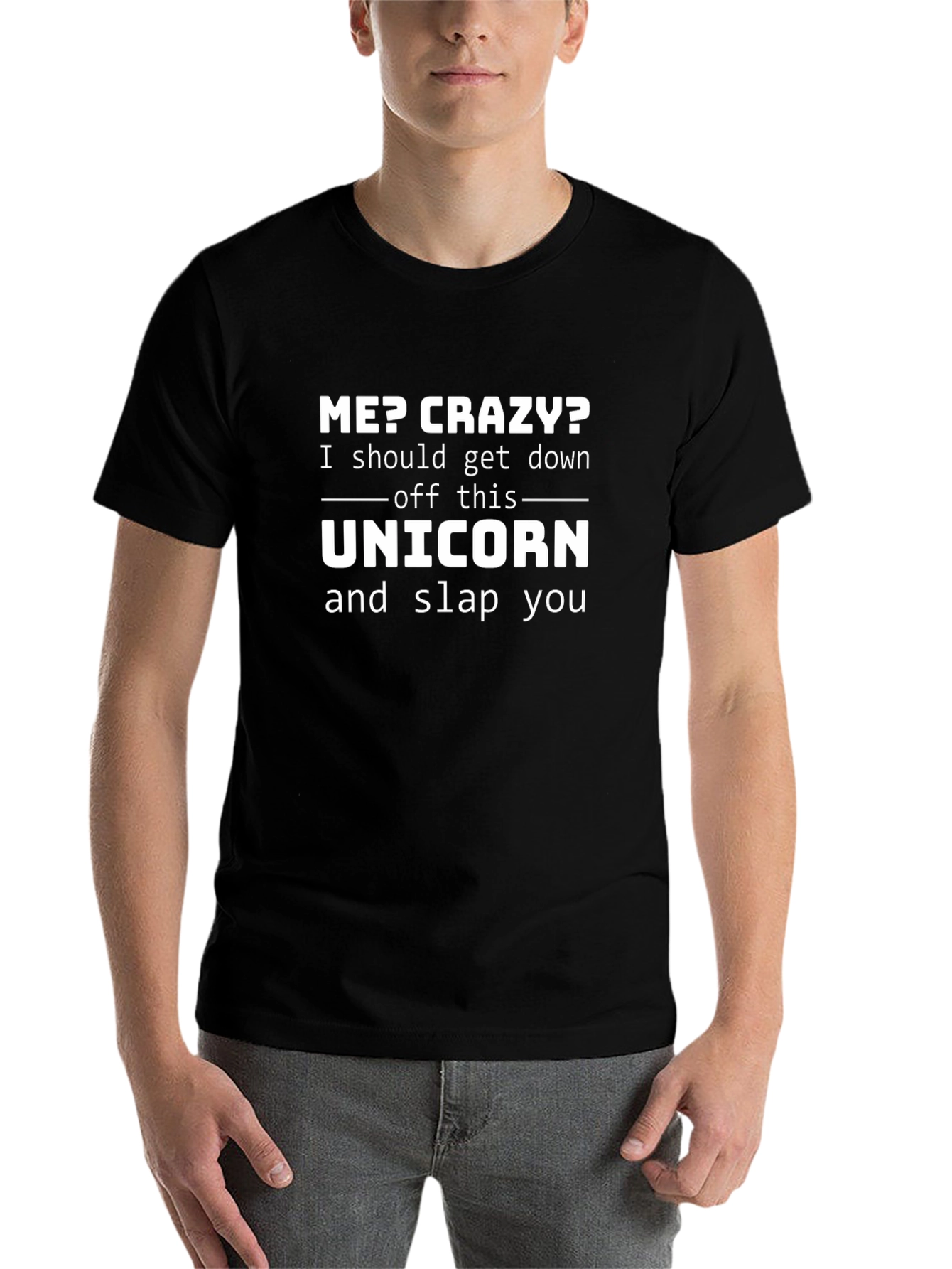 Crazy Unicorn Graphic T-Shirt - Black