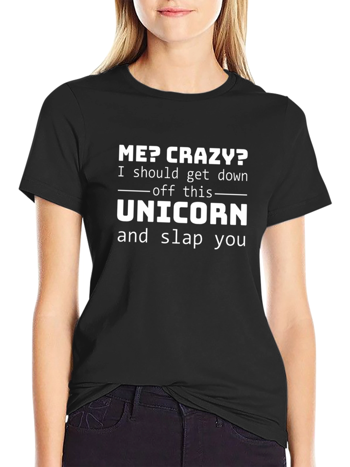 Crazy Unicorn Graphic T-Shirt - Black