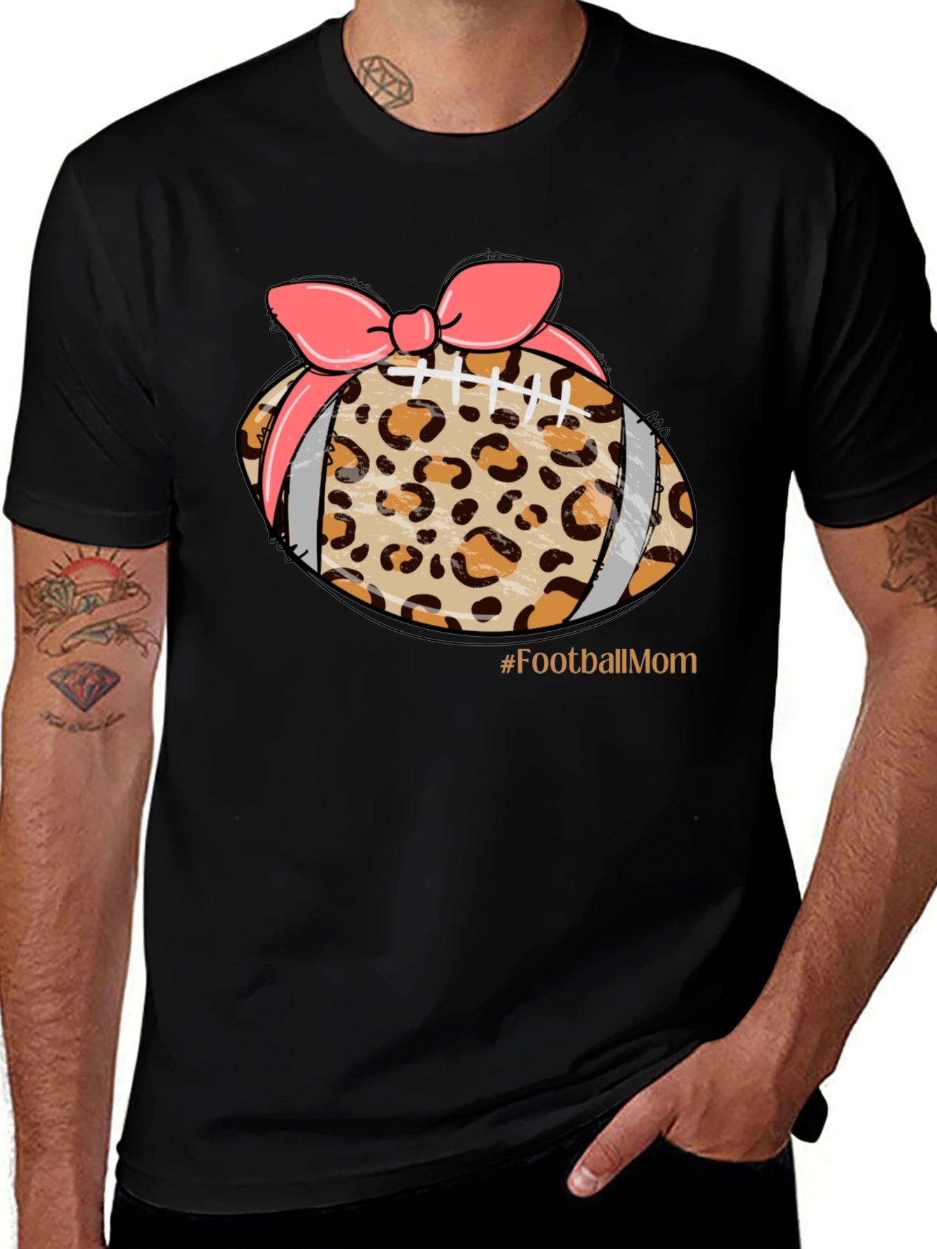 Football Mom Leopard Print T-Shirt