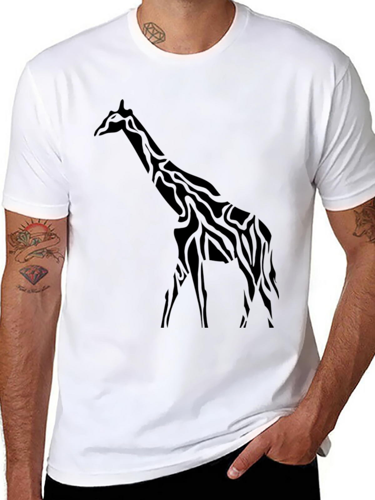 Giraffe Graphic Black T-Shirt - Stylish Mens Tee