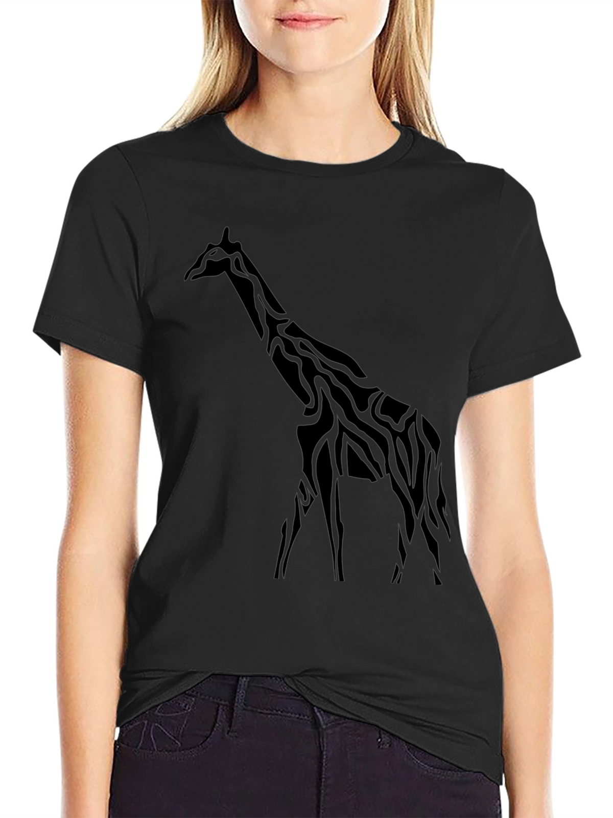 Giraffe Graphic Black T-Shirt - Stylish Mens Tee