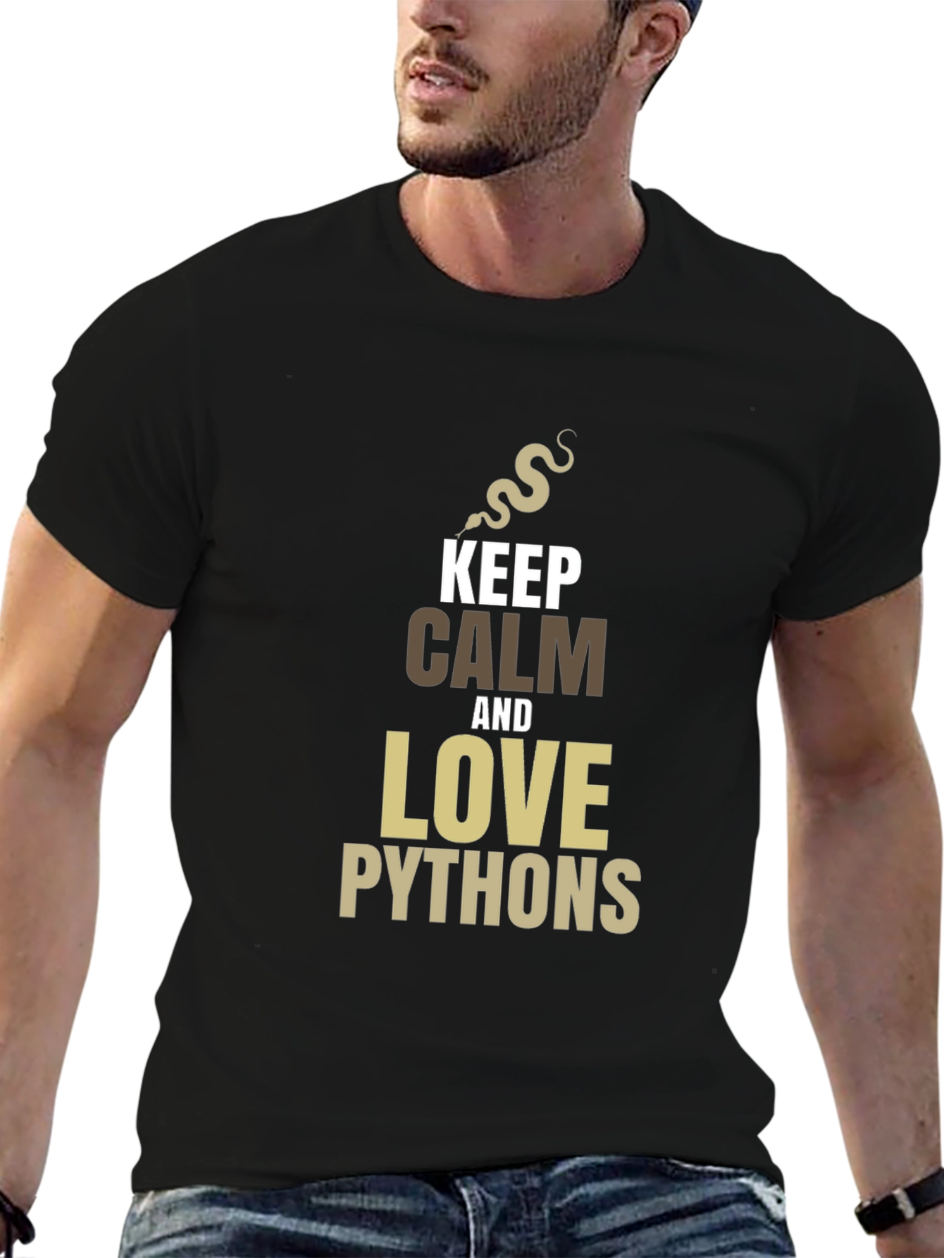 Keep Calm and Love Pythons Black T-Shirt