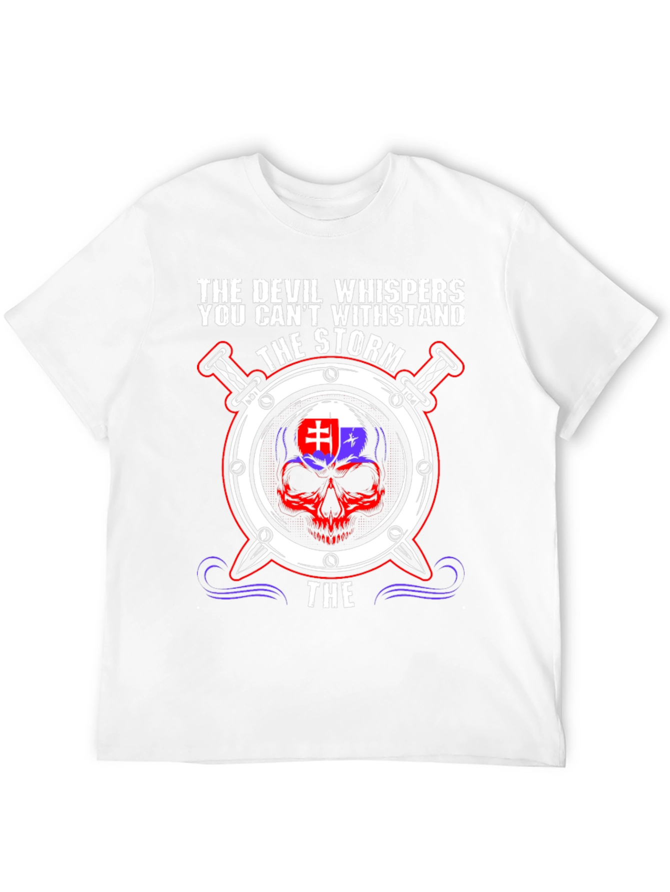 Devil Whispers Storm T-Shirt Slovakia Flag Skull